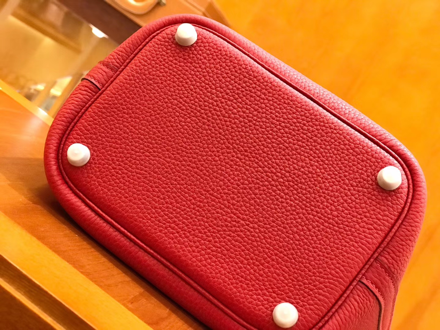Hermès（爱马仕）Piction 18cm 大红色 银扣 Togo小牛皮 全手工缝制
