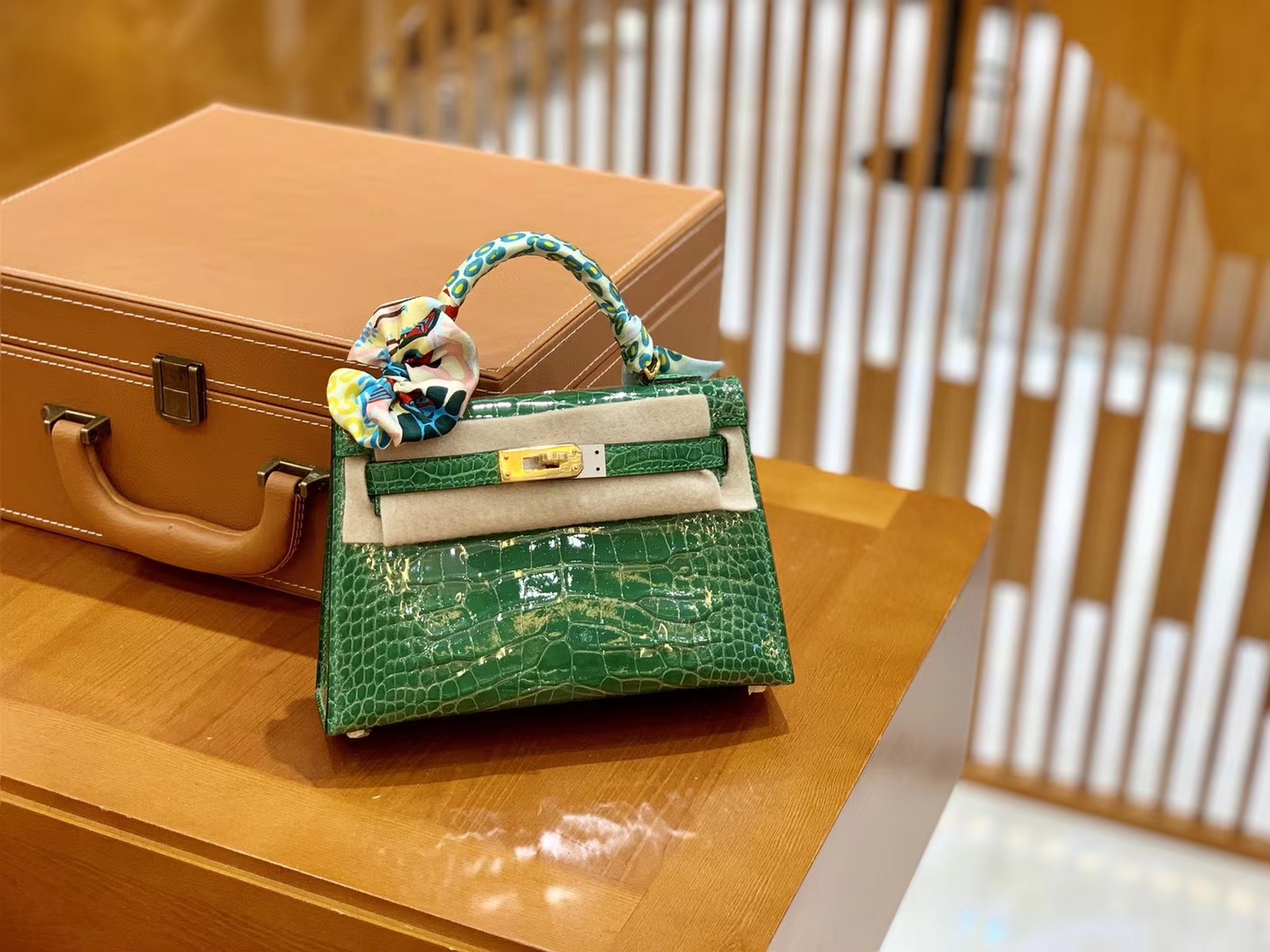 Hermès（爱马仕）迷你 2代 19cm 美洲鳄鱼 仙人掌绿 金扣 全手工缝制 新增现货