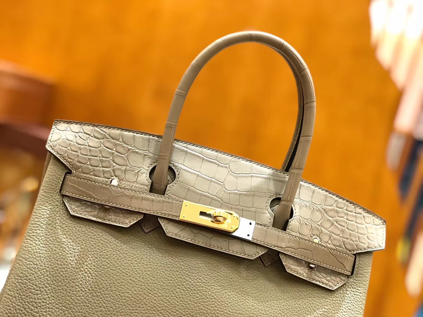 Hermès（爱马仕）Birkin Touch 30cm 斑鸠灰 一级鳄鱼皮拼Togo牛皮 原版蜜蜡线 顶级手工