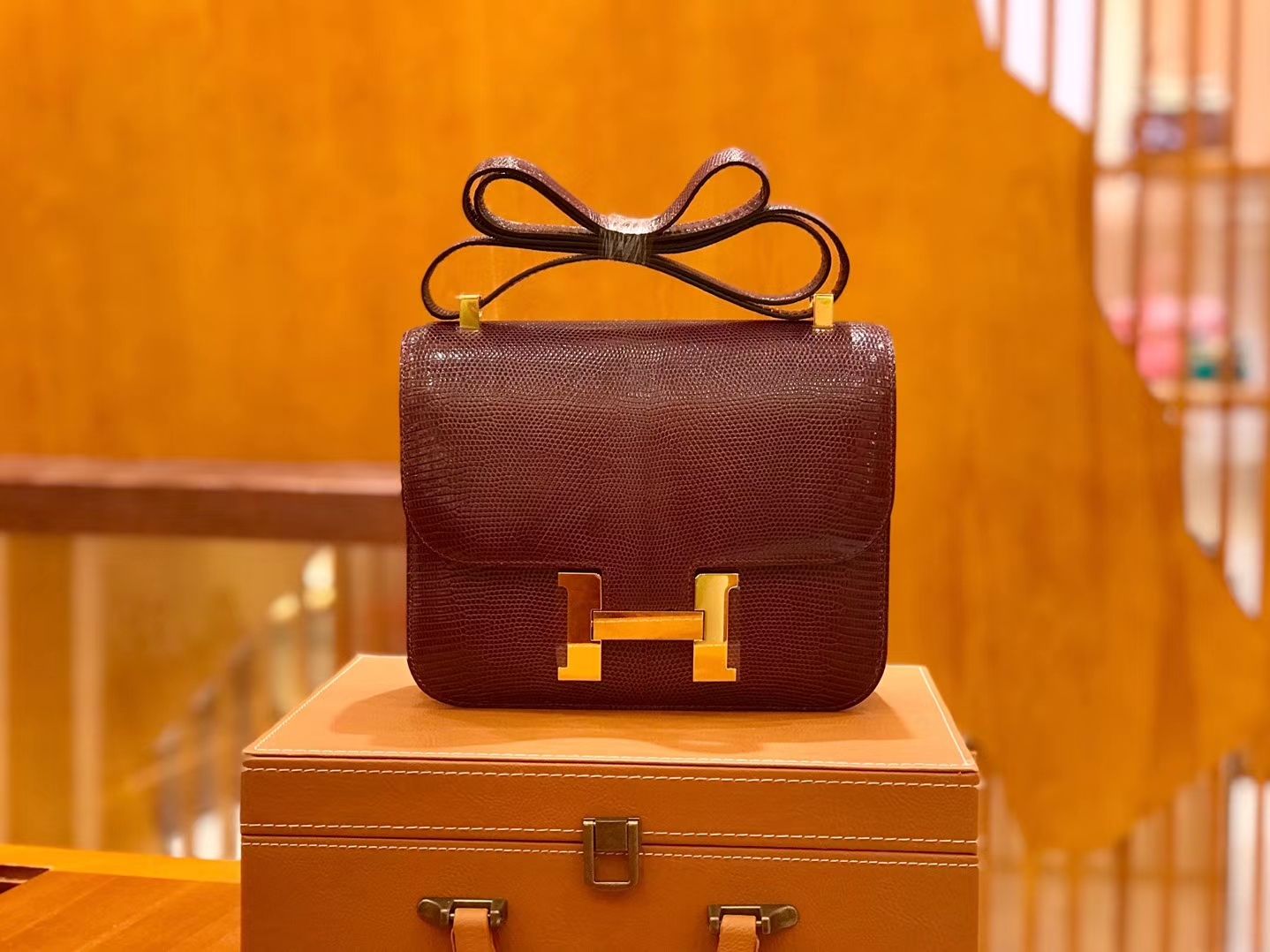Hermès（爱马仕）Constance 24cm 波尔多酒红 南非蜥蜴皮 全手工缝制