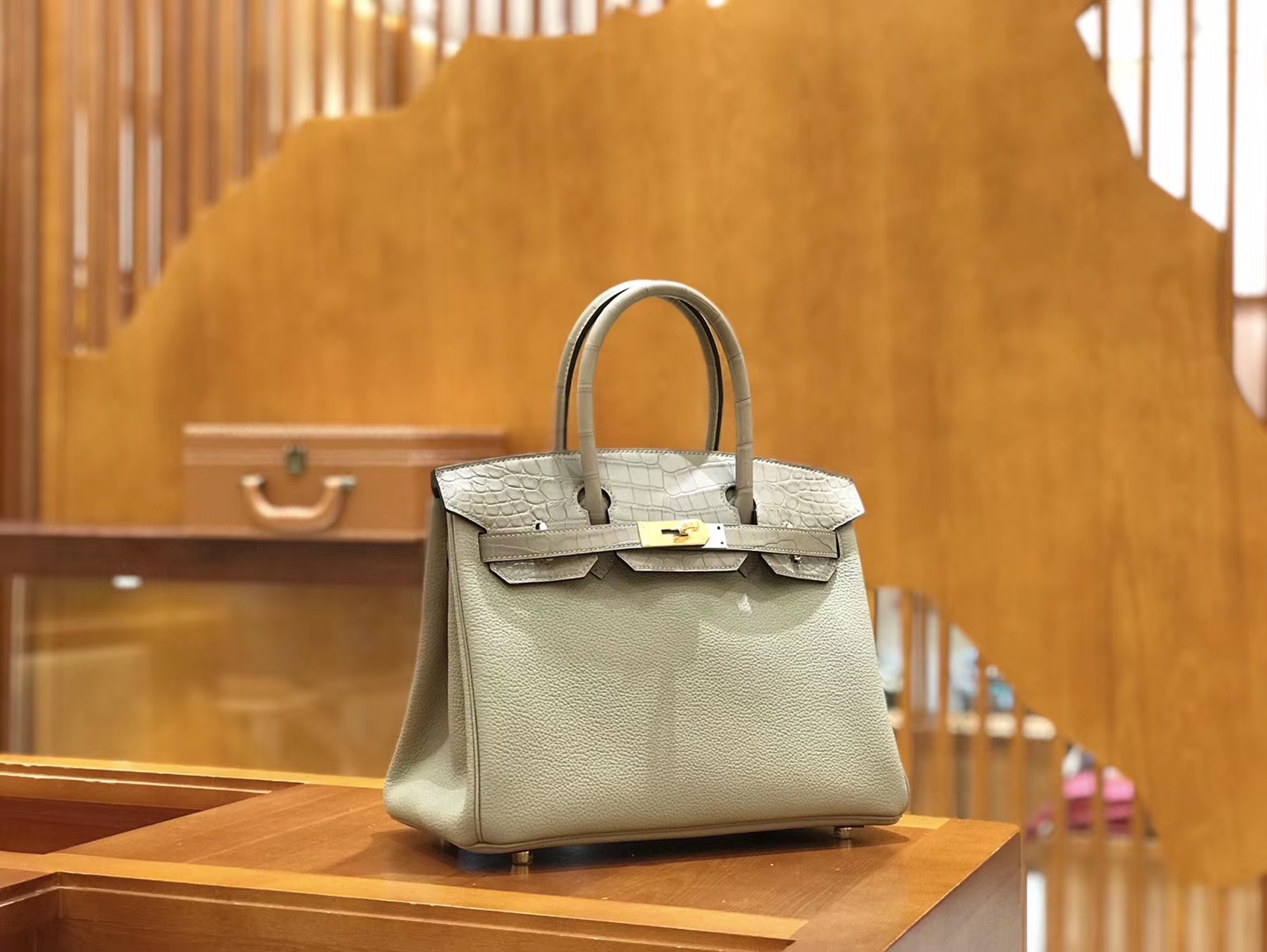 Hermès（爱马仕）Birkin Touch 30cm 斑鸠灰 一级鳄鱼皮拼Togo牛皮 原版蜜蜡线 顶级手工