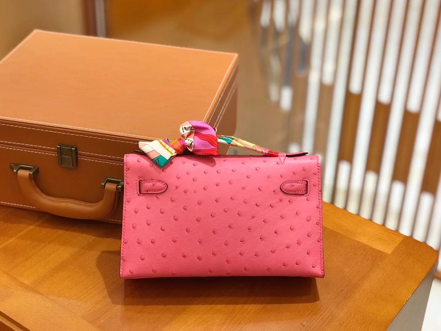 Hermès（爱马仕）Mini kelly 22cm 南非kk级鸵鸟皮 樱花粉 银扣 原版蜜蜡线 顶级手工缝制