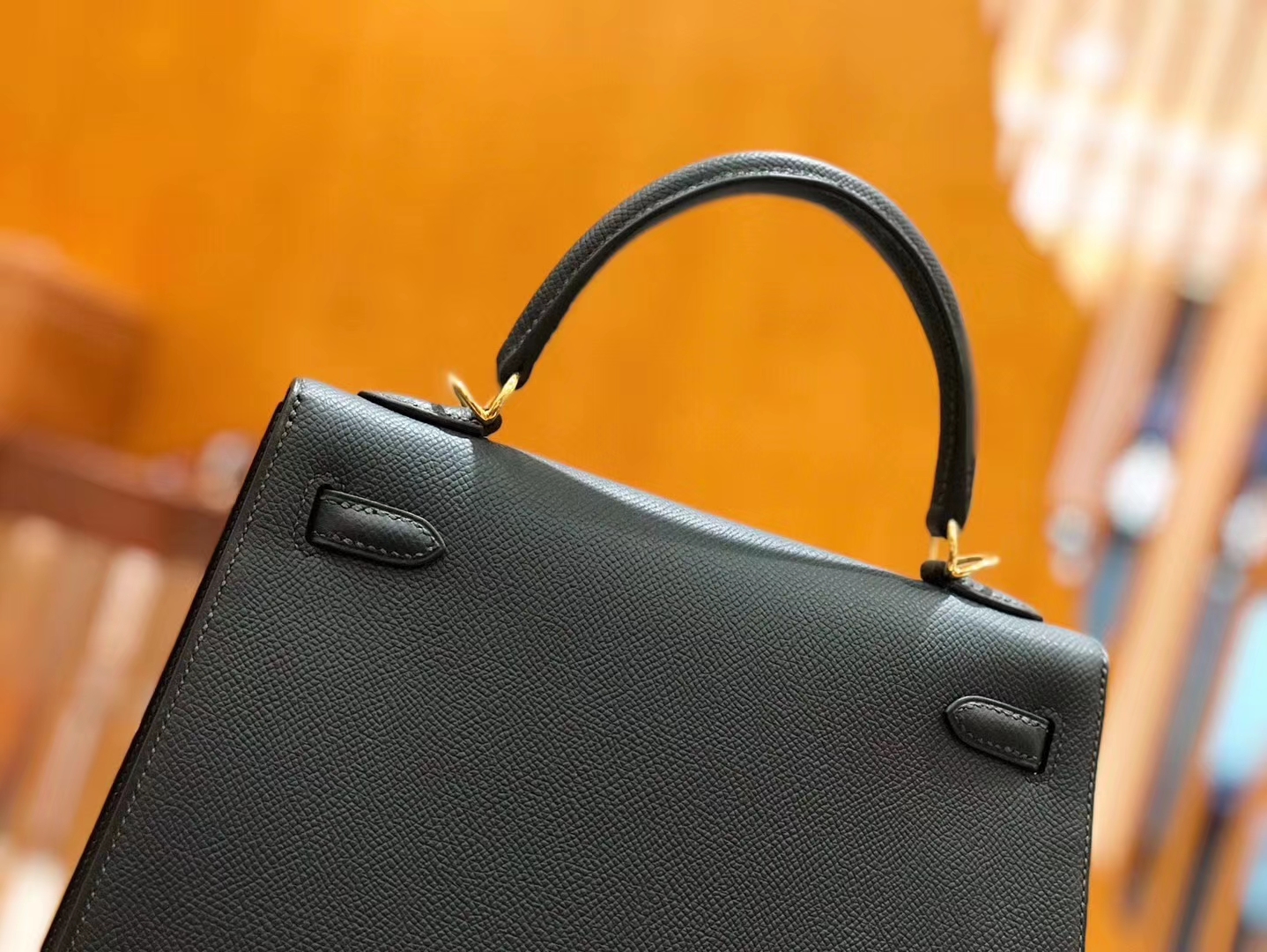 Hermès（爱马仕）Kelly 25cm 松柏绿 掌纹小牛皮 金扣 原版蜜蜡线 顶级手工缝制