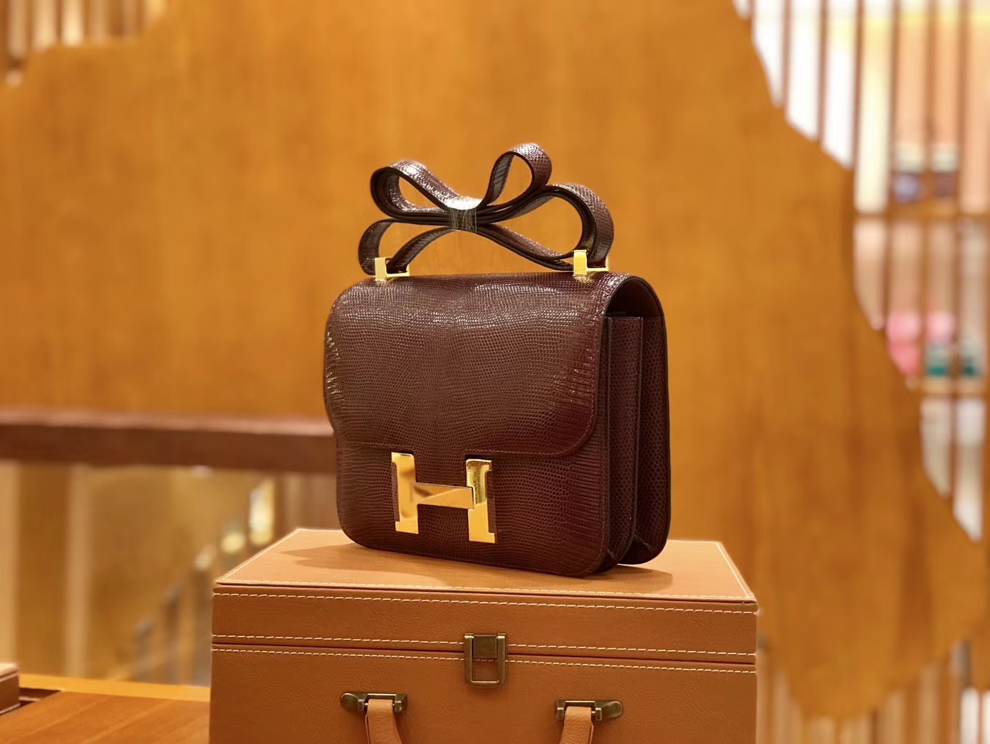 Hermès（爱马仕）Constance 24cm 波尔多酒红 南非蜥蜴皮 全手工缝制