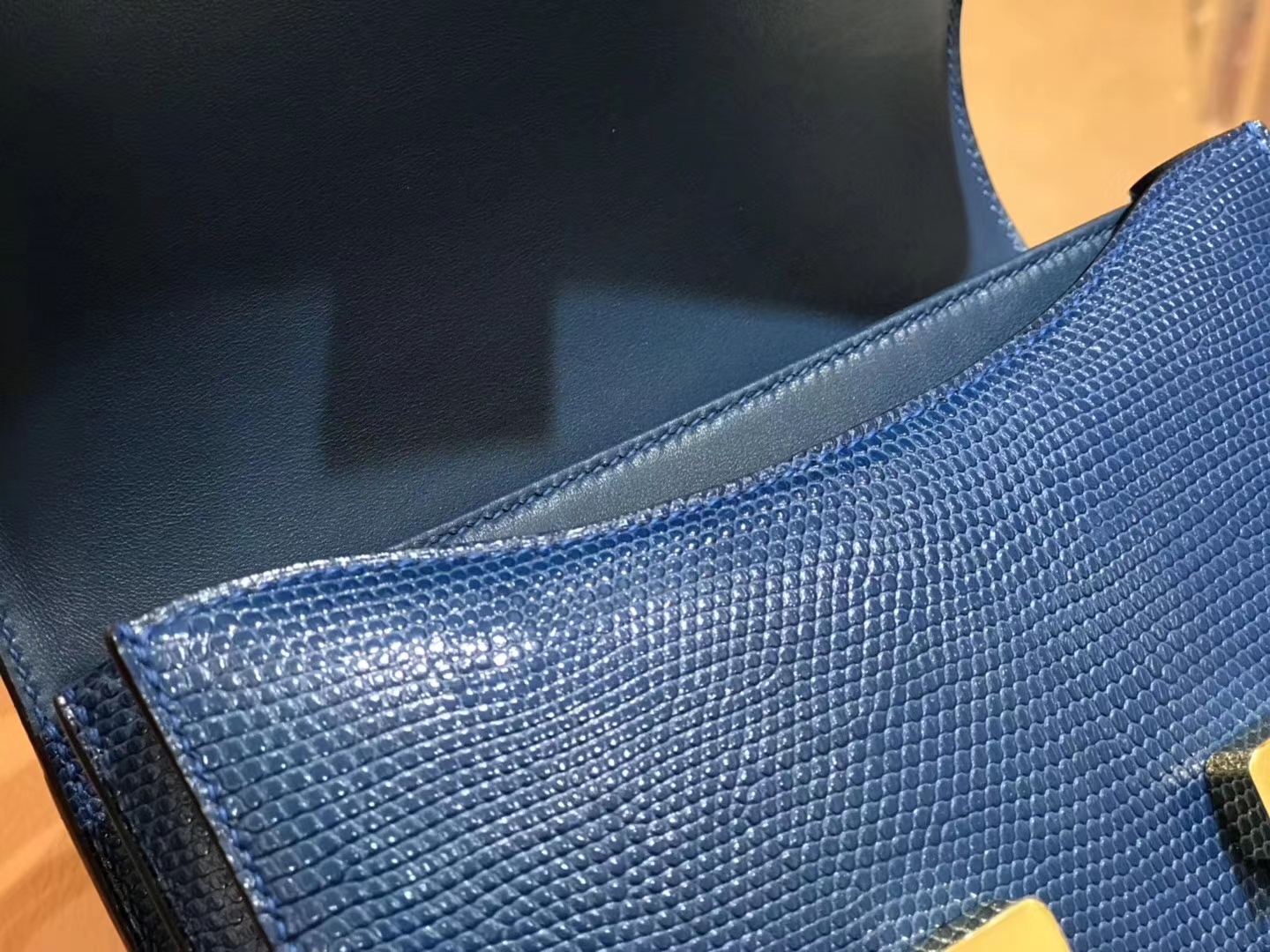 Hermès（爱马仕）Constance 18cm 坦桑尼亚蓝 南非野生蜥蜴皮 金扣 原版蜜蜡线 顶级手缝