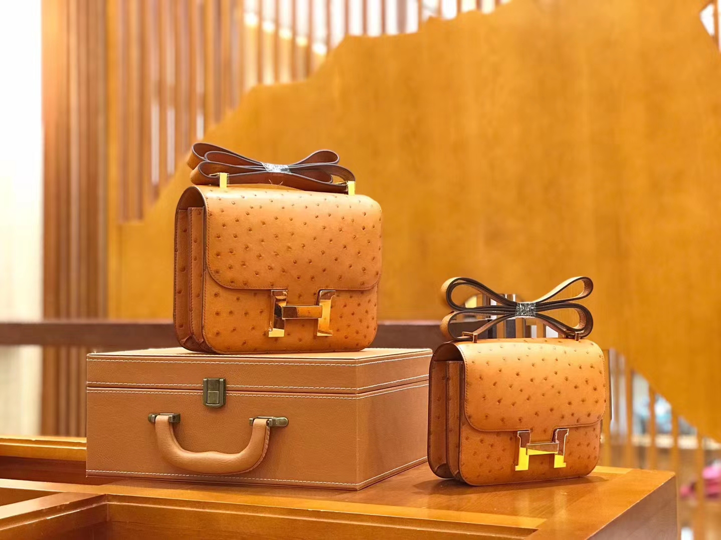 Hermès（爱马仕）Constance 23cm 金棕色 南非KK级鸵鸟皮 金扣 原版蜜蜡线 顶级手缝