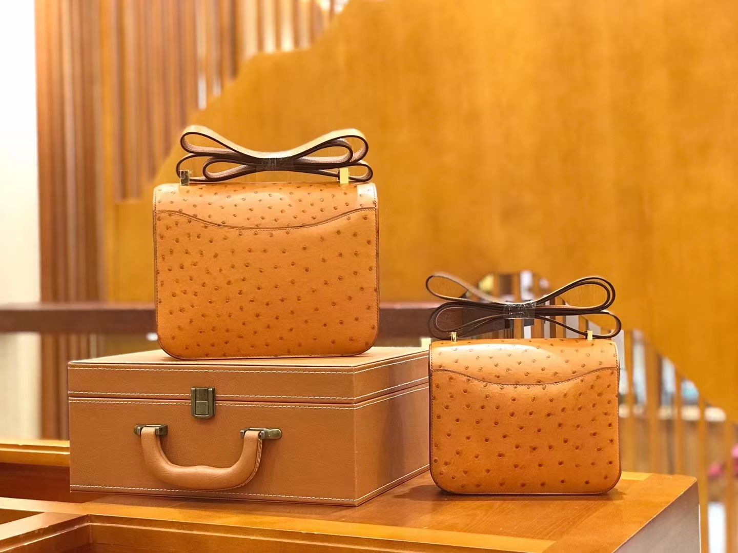 Hermès（爱马仕）Constance 23cm 金棕色 南非KK级鸵鸟皮 金扣 原版蜜蜡线 顶级手缝