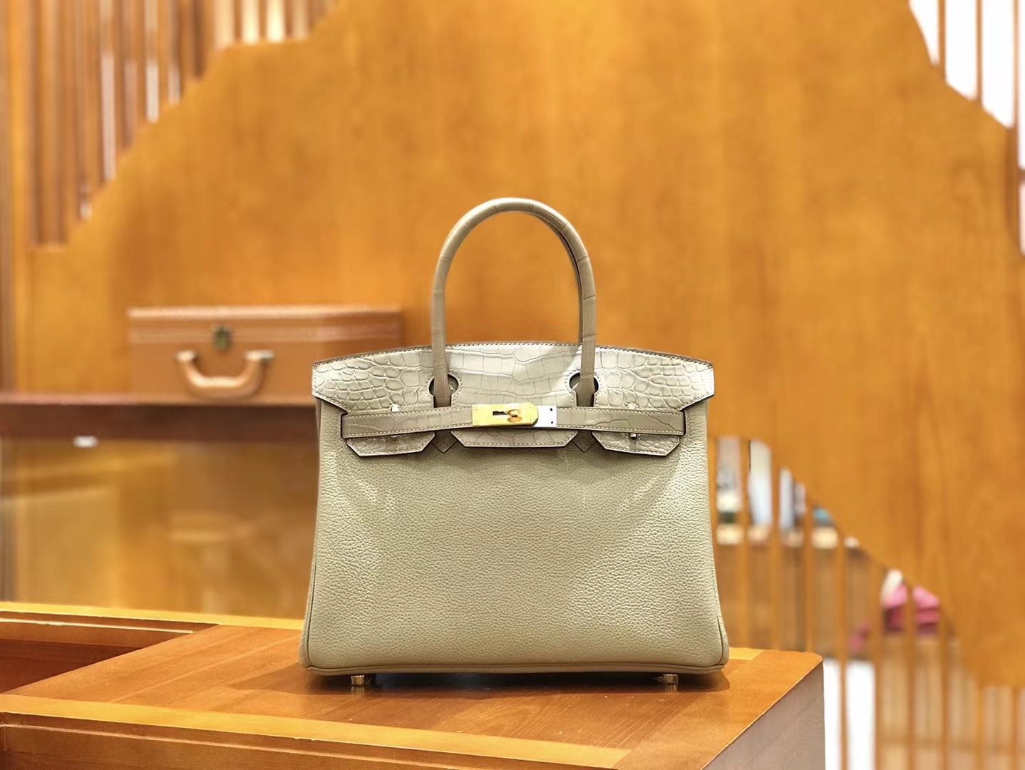 Hermès（爱马仕）Birkin Touch 30cm 斑鸠灰 一级鳄鱼皮拼Togo牛皮 原版蜜蜡线 顶级手工