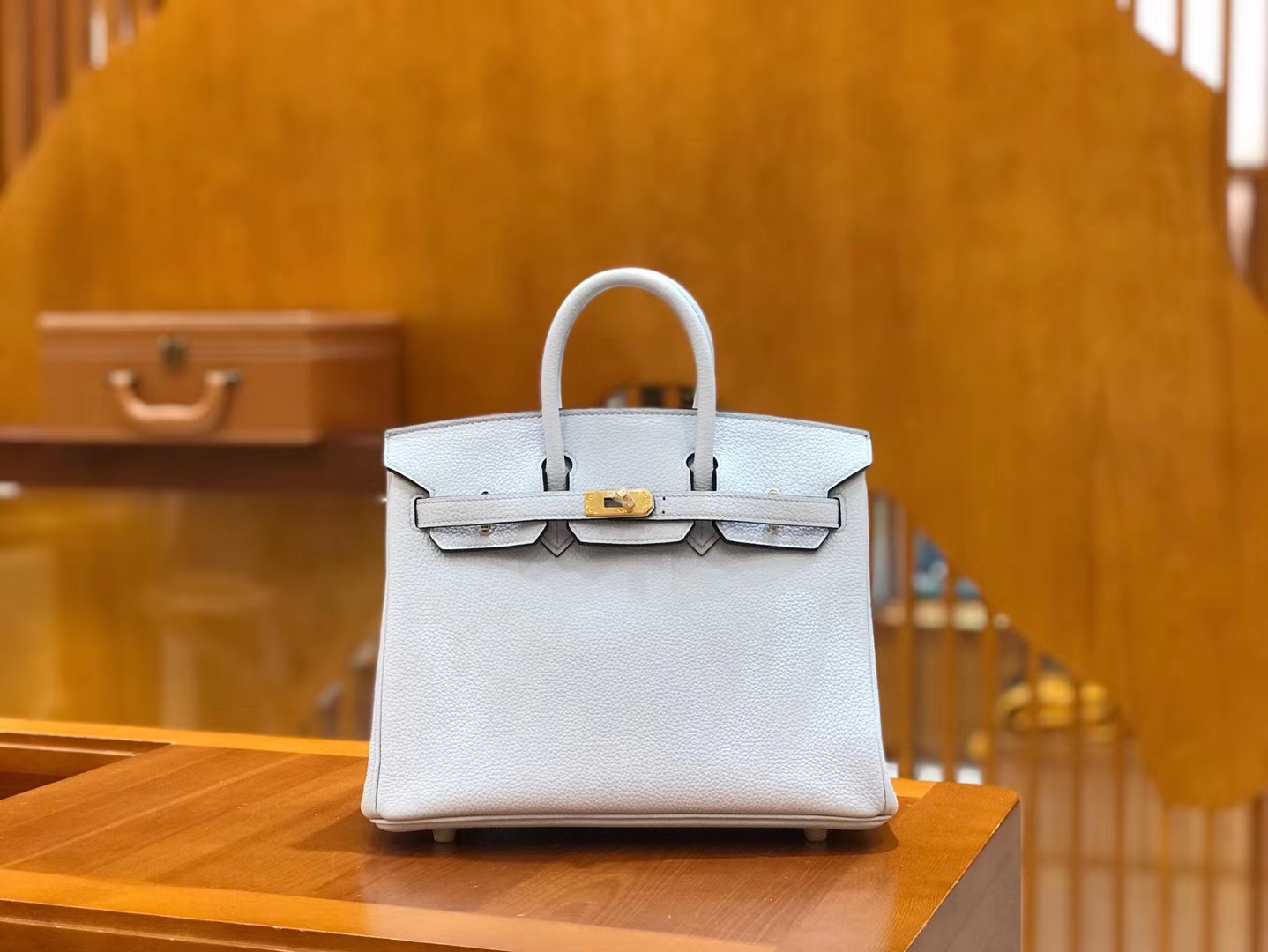 Hermès（爱马仕）Birkin 25cm 雾蓝 Togo小牛皮 金扣 原版蜜蜡线 顶级手工缝制
