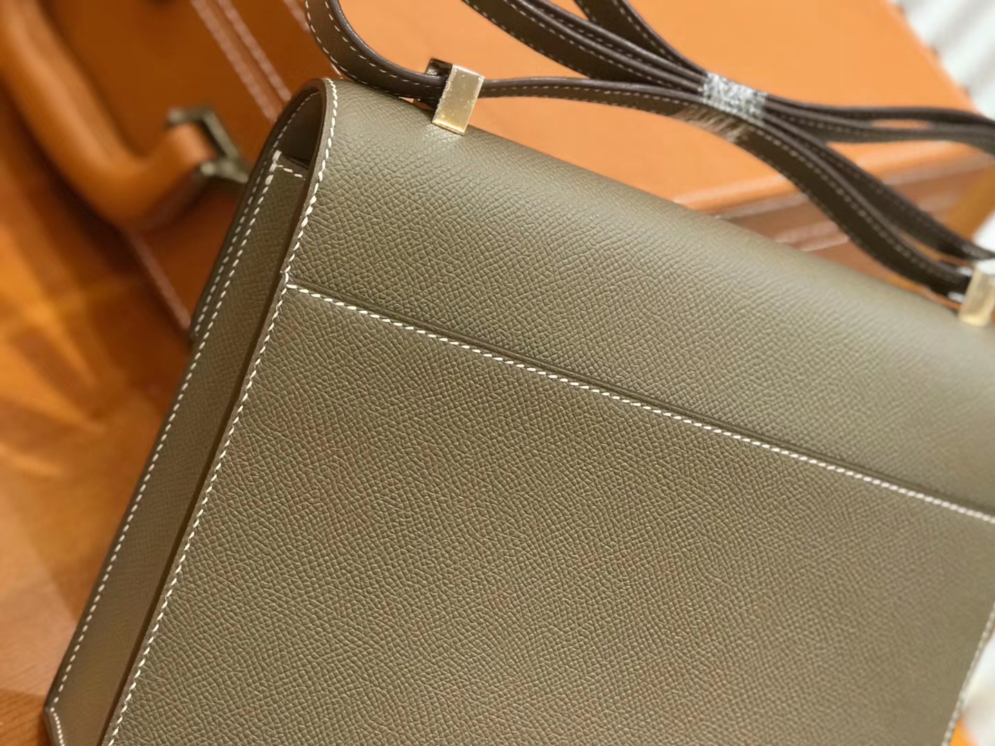 Hermès（爱马仕）Verrou 手枪包 23cm Epsom掌纹皮 大象灰 原版蜜蜡线 顶级手缝工艺
