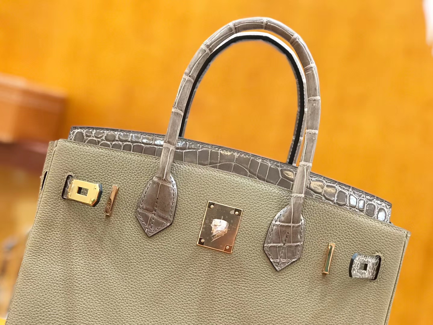 Hermès（爱马仕）Birkin Touch 30cm 斑鸠灰 一级鳄鱼皮拼Togo牛皮 原版蜜蜡线 顶级手工