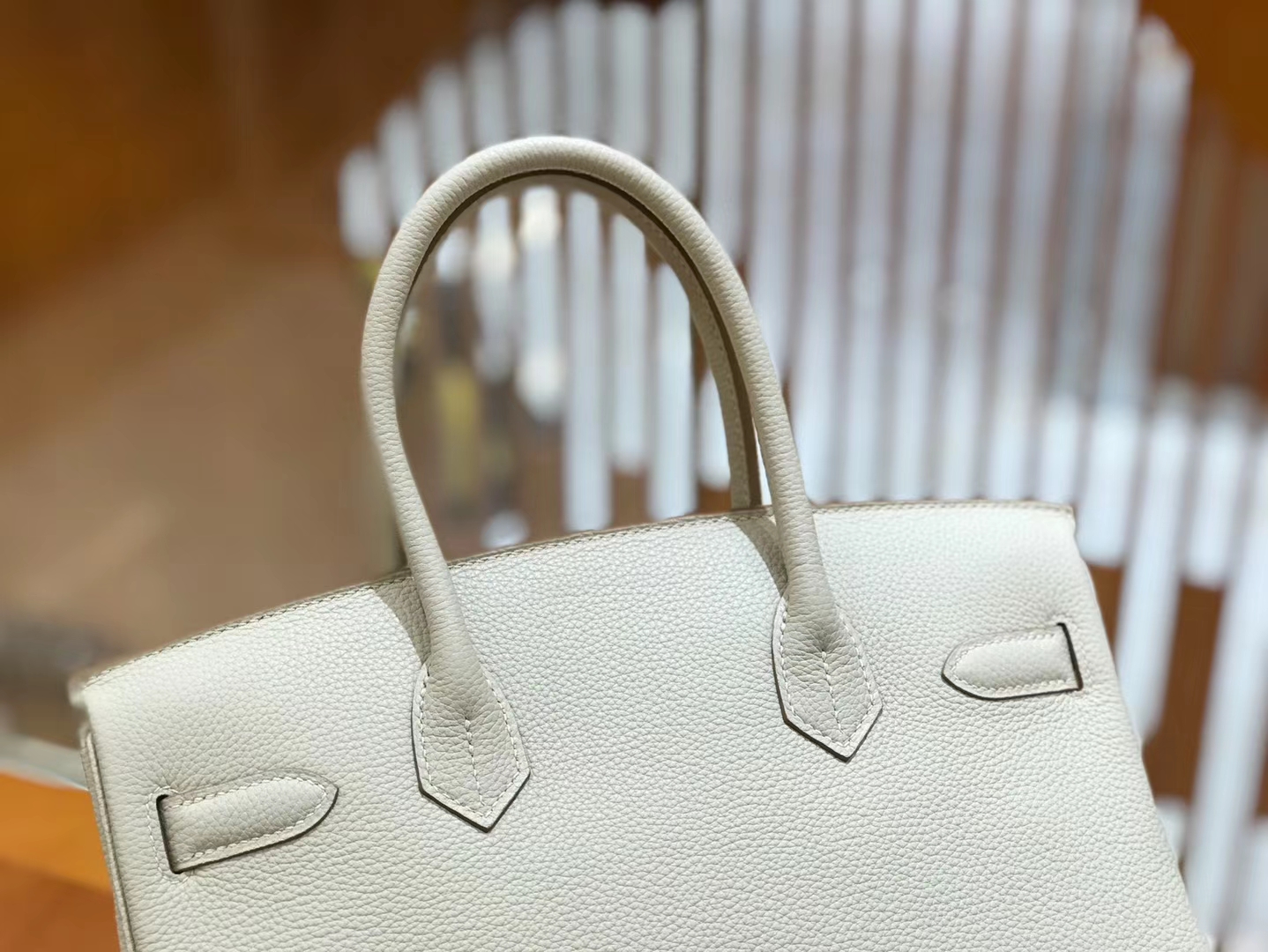 Hermès（爱马仕）Birkin 30cm 奶昔白 Togo小牛皮 银扣 原版蜜蜡线 顶级手工缝制