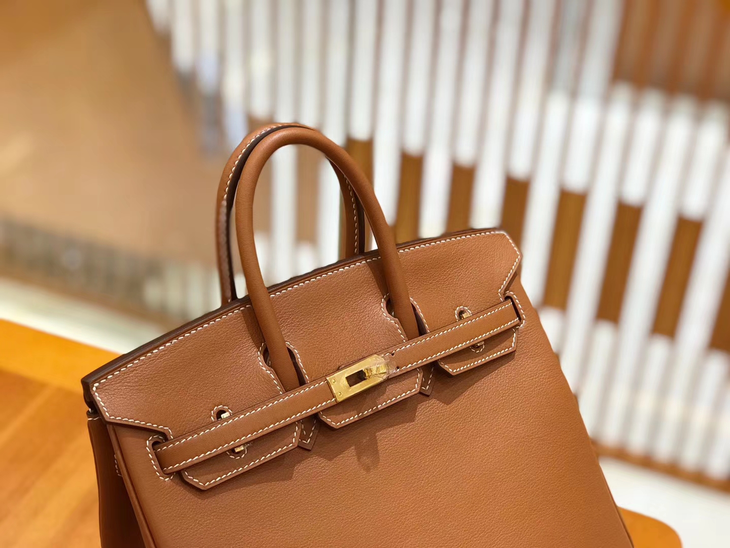 Hermès（爱马仕）Birkin 25cm 金棕 swift牛皮 金扣 原版蜜蜡线 顶级手工缝制