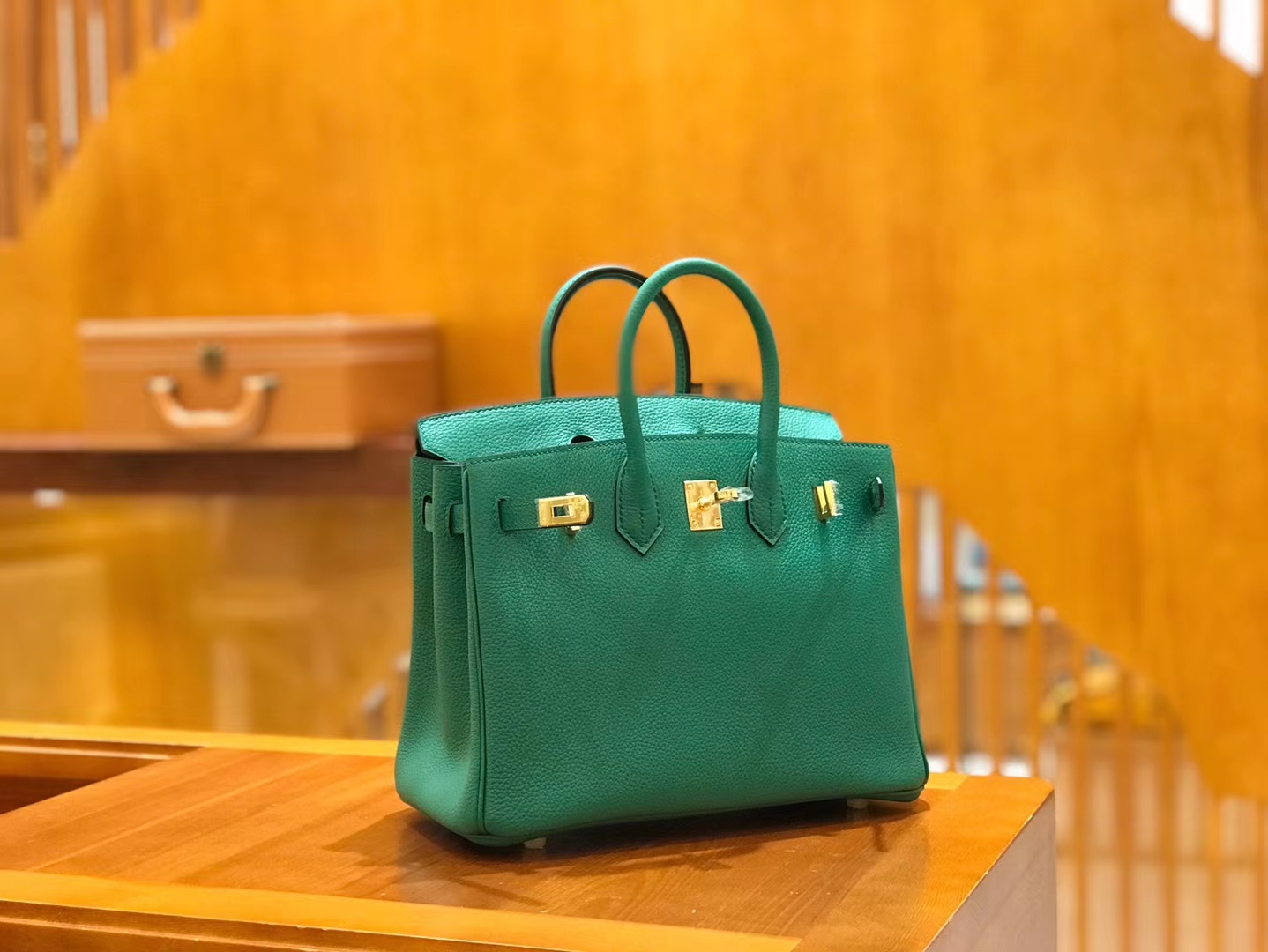 Hermès（爱马仕）Birkin 25cm 丝绒绿 Togo小牛皮 金扣 原版蜜蜡线 顶级手工缝制
