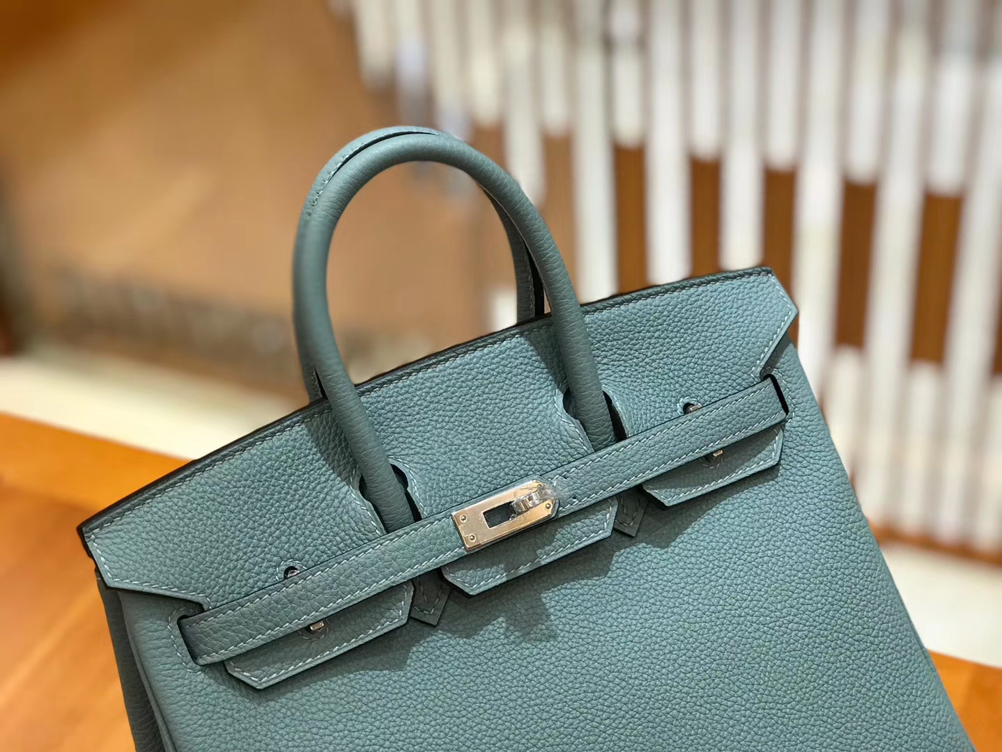 Hermès（爱马仕）Birkin 25cm 青天蓝 Togo小牛皮 银扣 原版蜜蜡线 顶级手工缝制