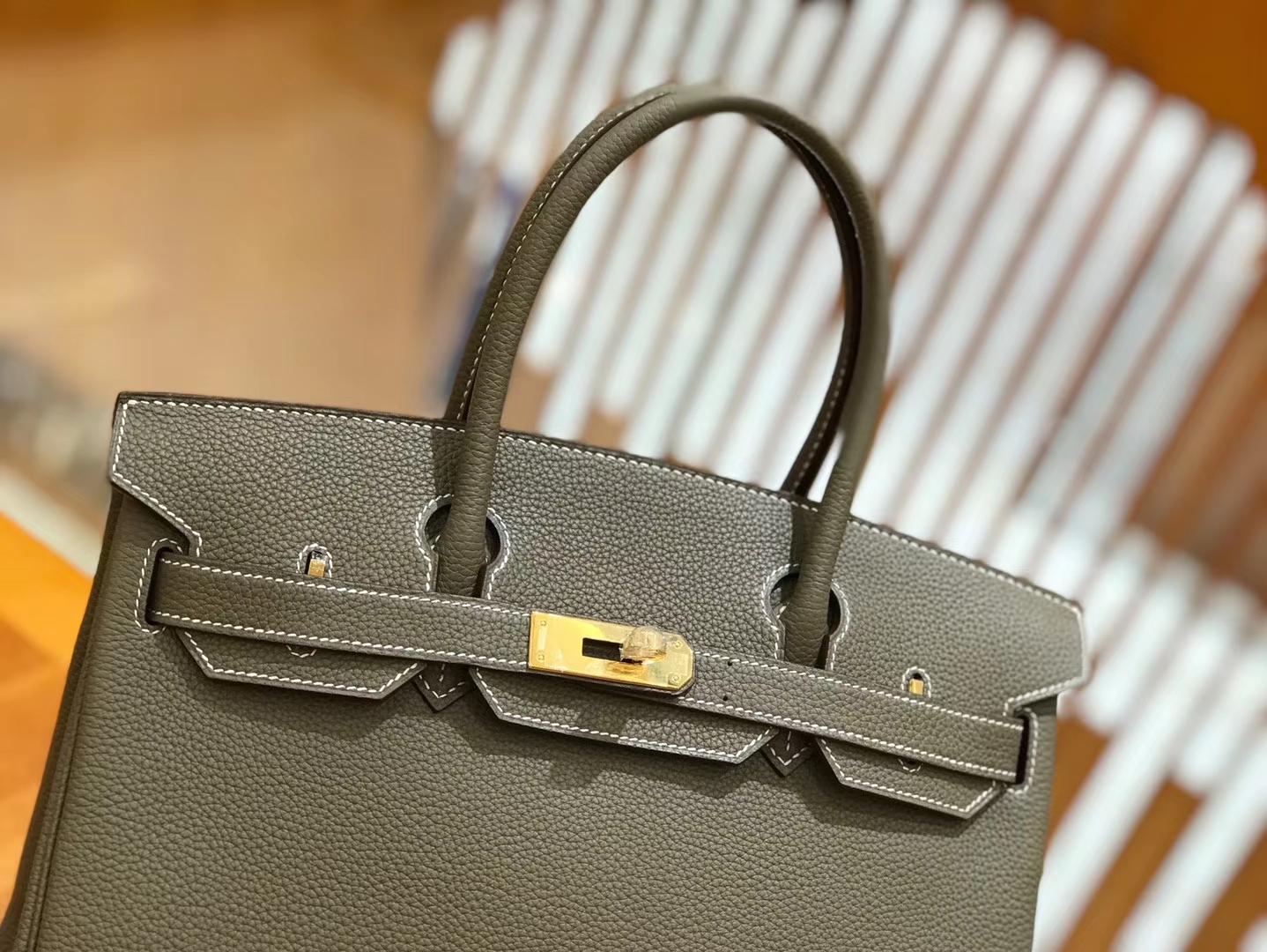 Hermès（爱马仕）Birkin 30cm 大象灰 Togo小牛皮 金扣 原版蜜蜡线 顶级手工缝制