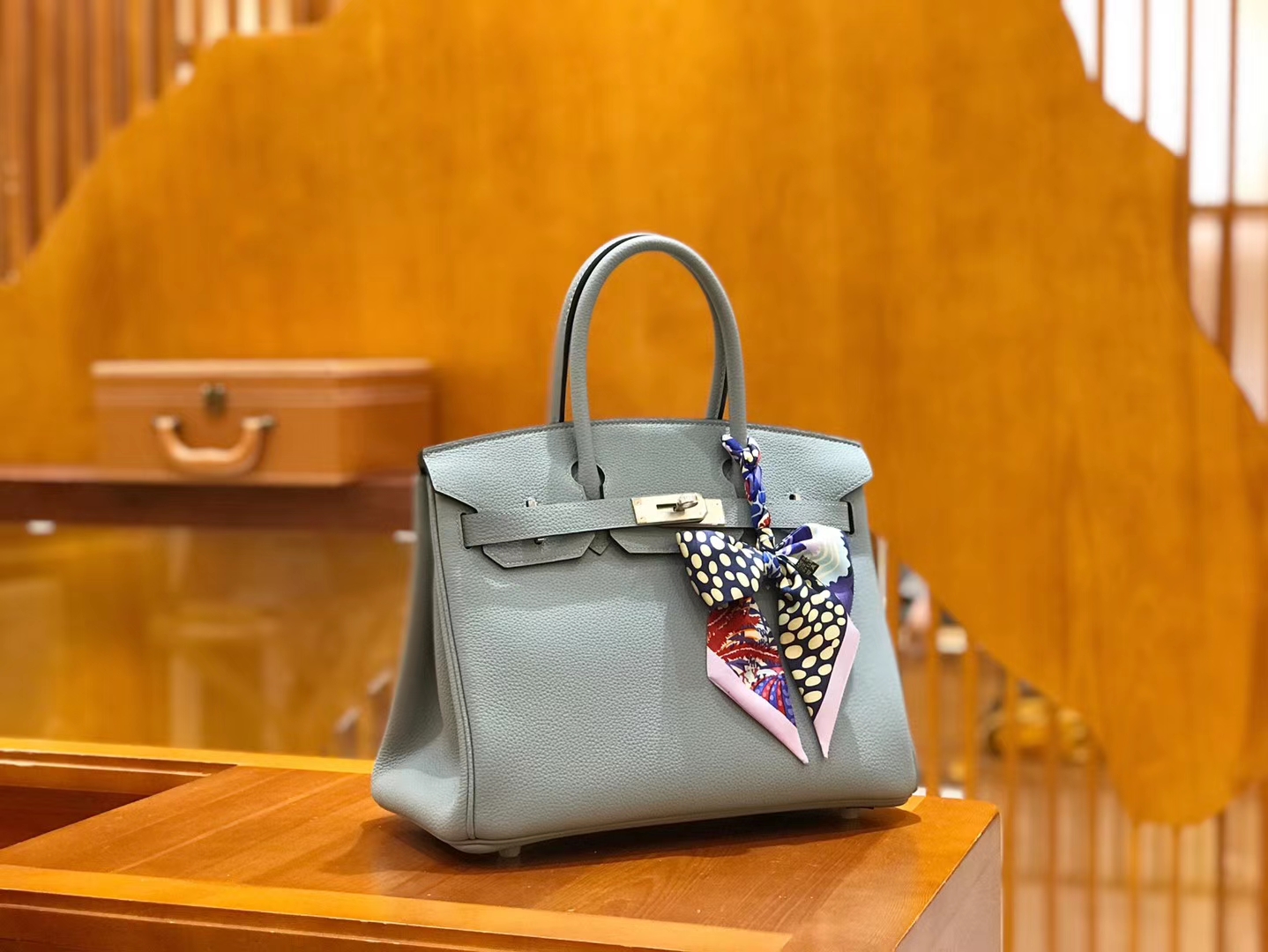 Hermès（爱马仕）Birkin 30cm 亚麻蓝 Togo小牛皮 银扣 原版蜜蜡线 顶级手工缝制