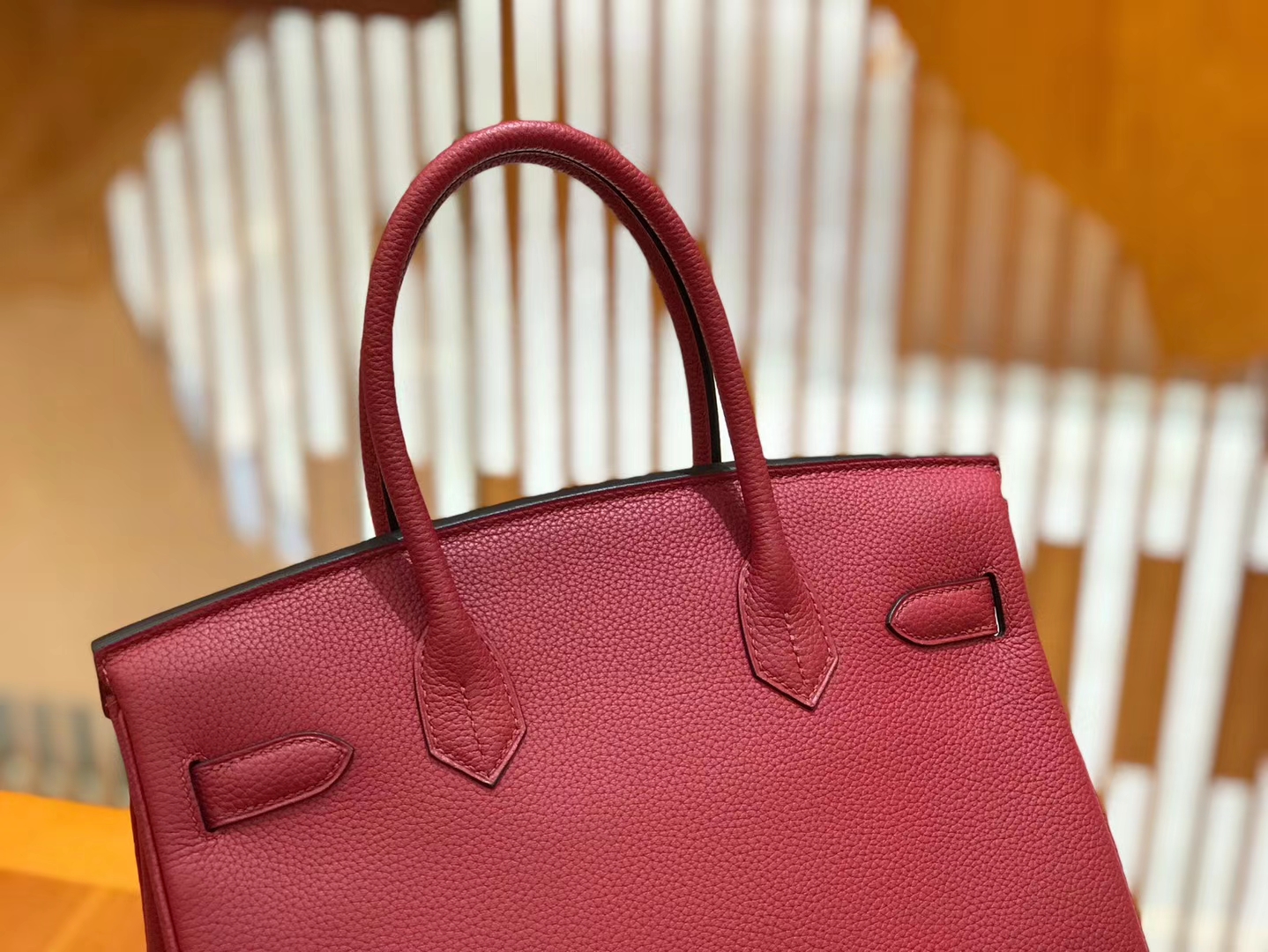 Hermès（爱马仕）Birkin 30cm 石榴红 Togo小牛皮 银扣 原版蜜蜡线 顶级手工缝制