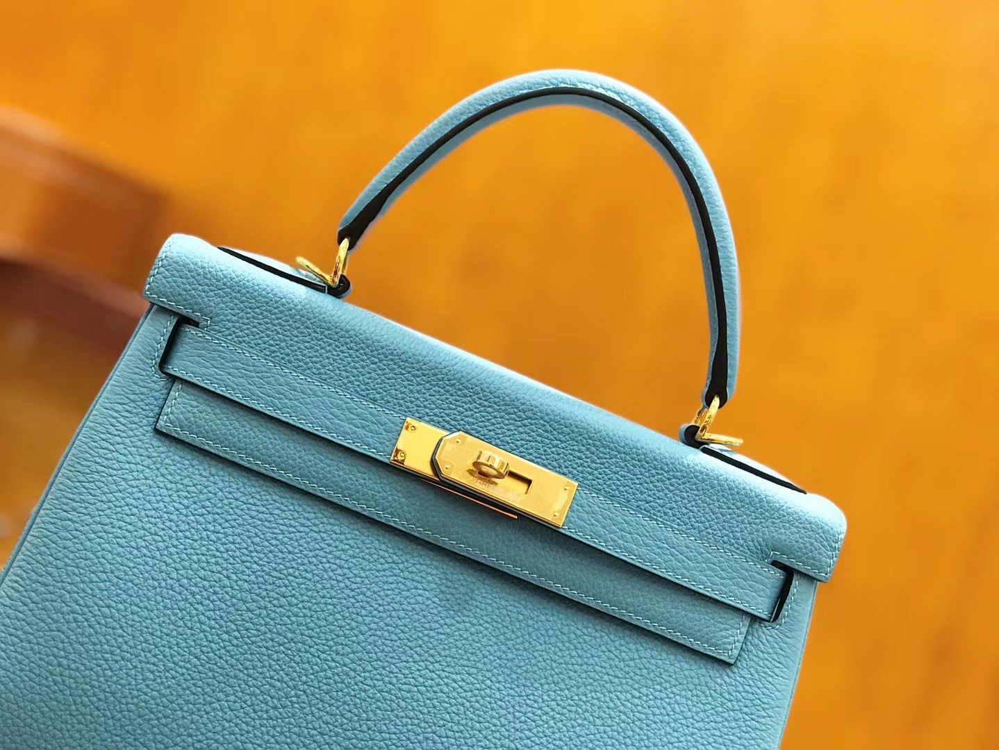 Hermès（爱马仕）Kelly 28cm 北方蓝 Togo小牛皮 金扣 原版蜜蜡线 顶级手工缝制