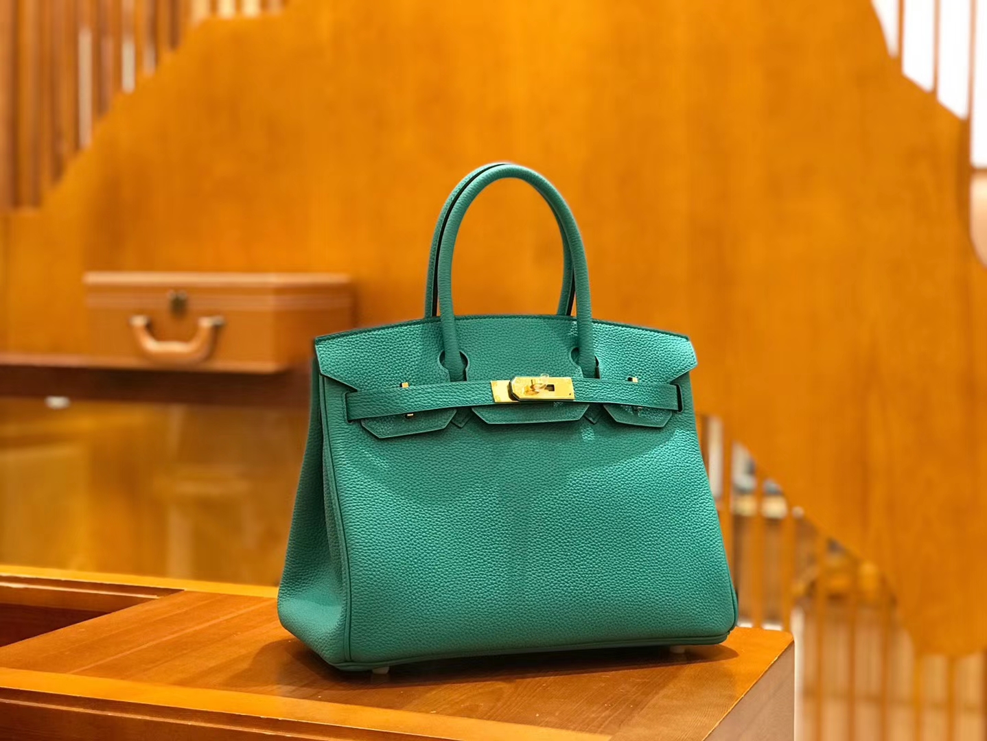 Hermès（爱马仕）Birkin 30cm 丝绒绿 Togo小牛皮 金扣 原版蜜蜡线 顶级手工缝制
