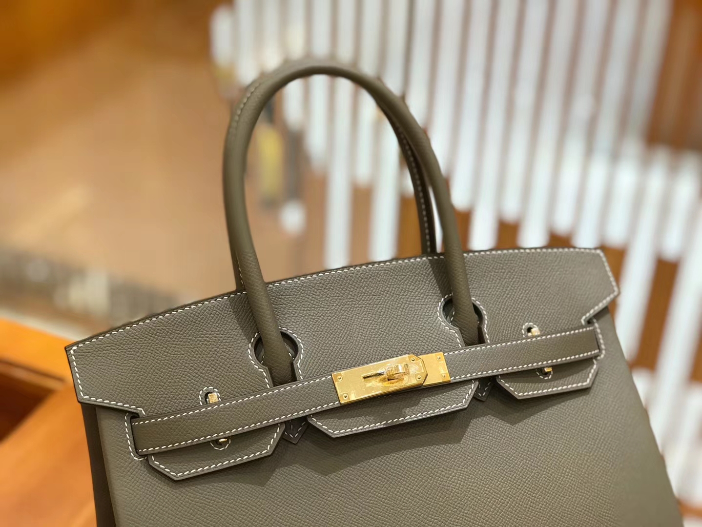 Hermès（爱马仕）Birkin 30cm 斑鸠灰 Epsom掌纹小牛皮 金扣 原版蜜蜡线 顶级手工缝制