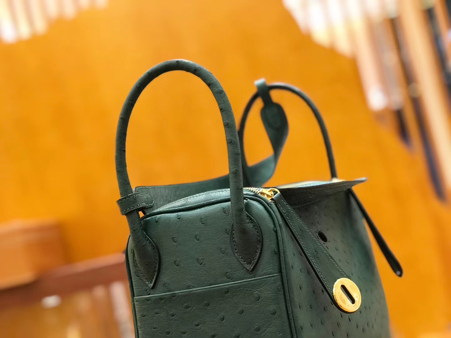 Hermès（爱马仕）Lindy 26cm 孔雀绿 南非KK级鸵鸟皮 金扣 原版蜜蜡线 顶级手工