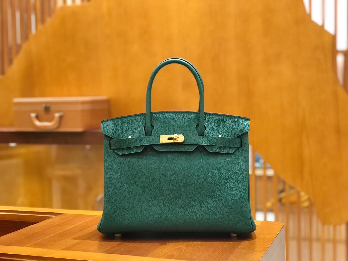 Hermès（爱马仕）Birkin 30cm 孔雀绿 森林绿 Togo小牛皮 金扣 原版蜜蜡线 顶级手工缝制