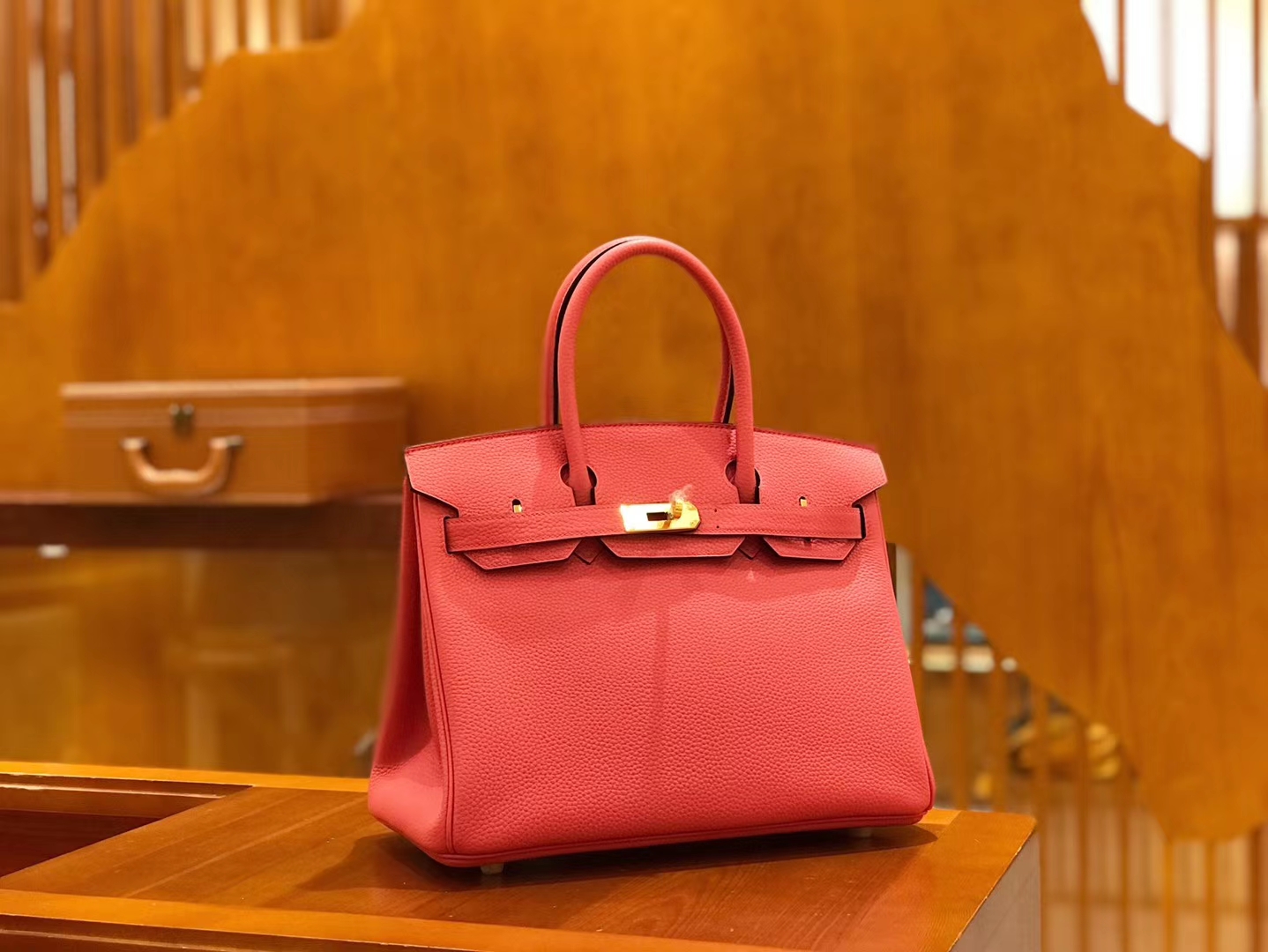 Hermès（爱马仕）Birkin 30cm 唇膏粉 Togo小牛皮 金扣 原版蜜蜡线 顶级手工缝制