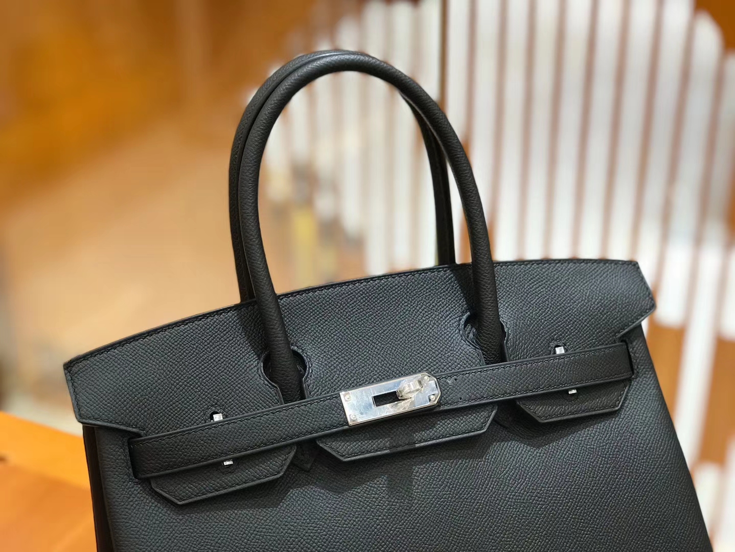 Hermès（爱马仕）Birkin 30cm 经典黑 Epsom掌纹小牛皮 银扣 原版蜜蜡线 顶级手工缝制