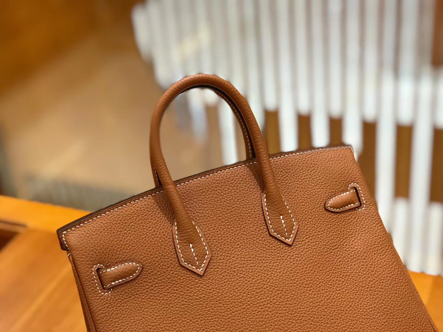 Hermès（爱马仕）Birkin 25cm 金棕色 Togo小牛皮 金扣 原版蜜蜡线 顶级手工缝制