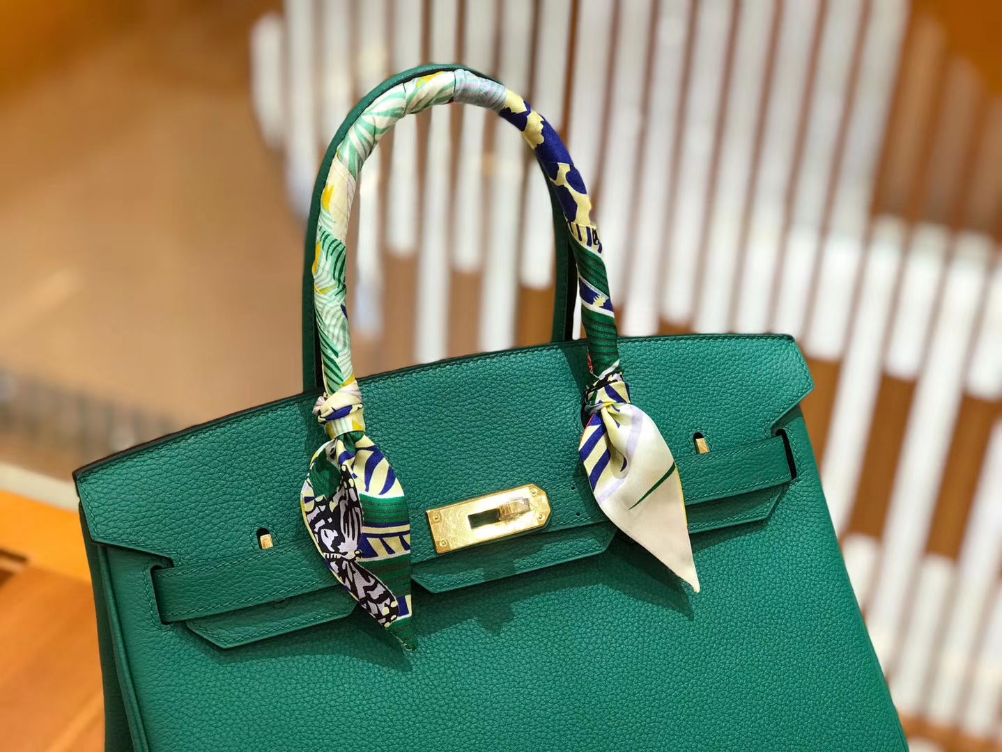 Hermès（爱马仕）Birkin 30cm 丝绒绿 Togo小牛皮 金扣 原版蜜蜡线 顶级手工缝制