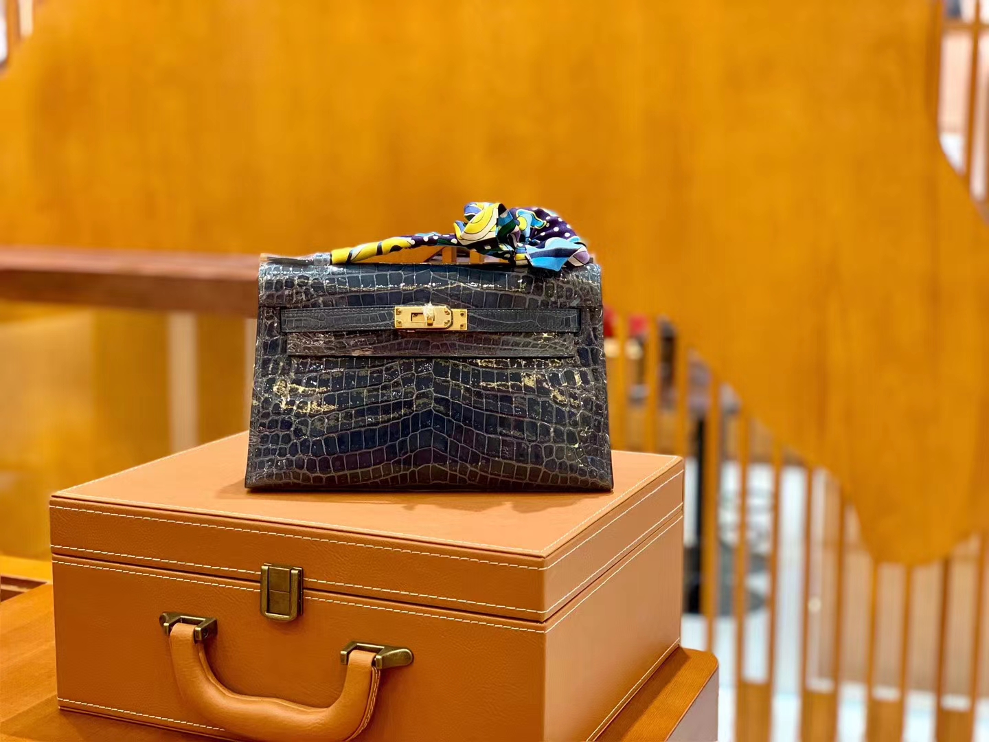 Hermès（爱马仕）Mini kelly 22cm 一级尼罗鳄 风暴蓝 金扣 原版蜜蜡线 顶级手缝