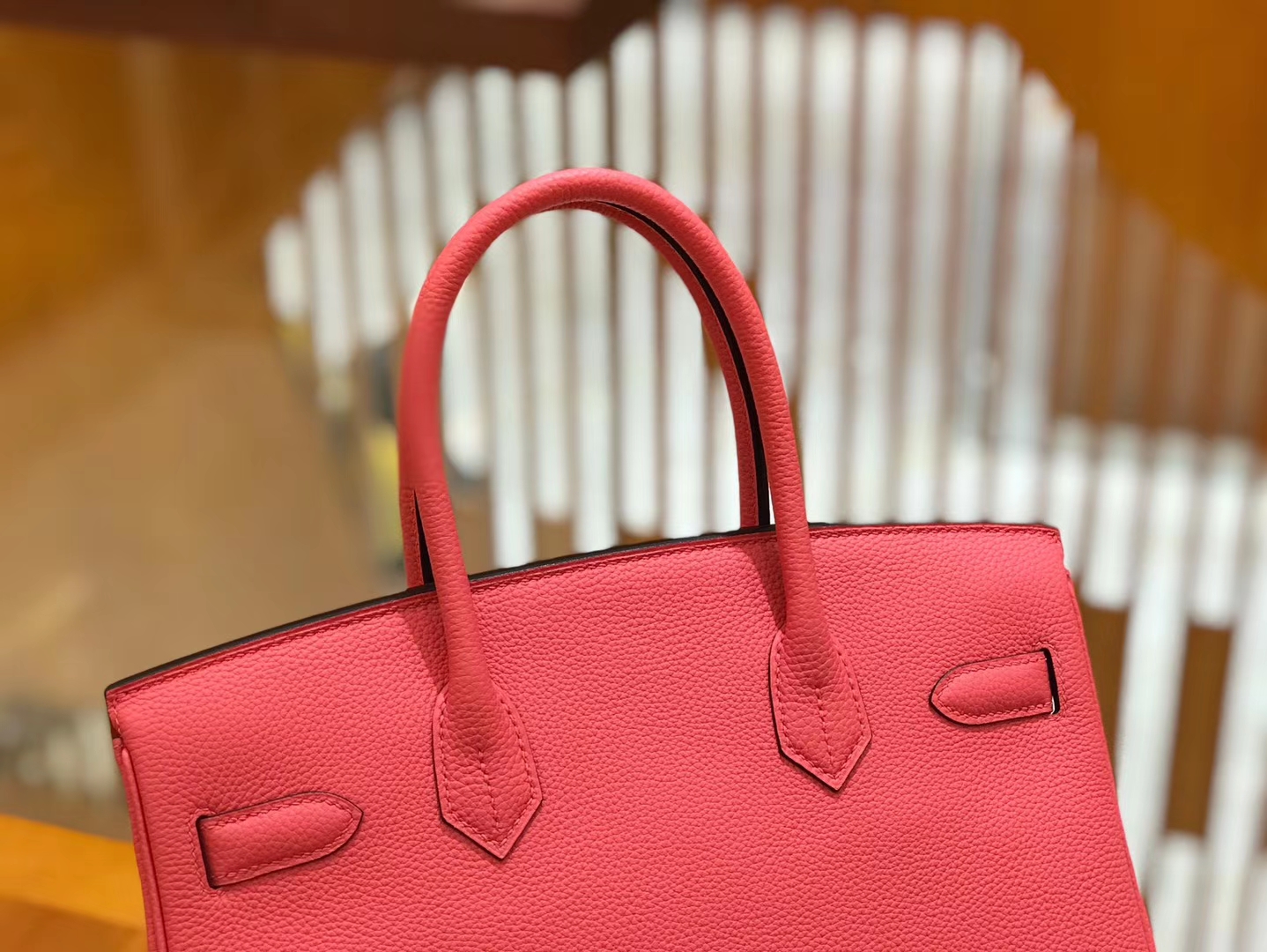 Hermès（爱马仕）Birkin 30cm 唇膏粉 Togo小牛皮 银扣 原版蜜蜡线 顶级手工缝制