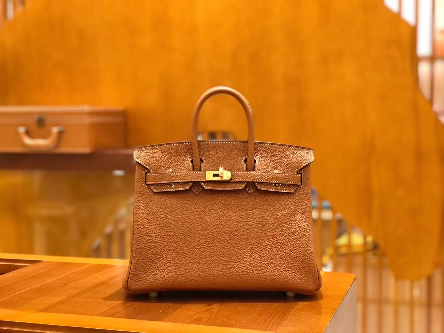 Hermès（爱马仕）Birkin 25cm 金棕色 Togo小牛皮 金扣 原版蜜蜡线 顶级手工缝制