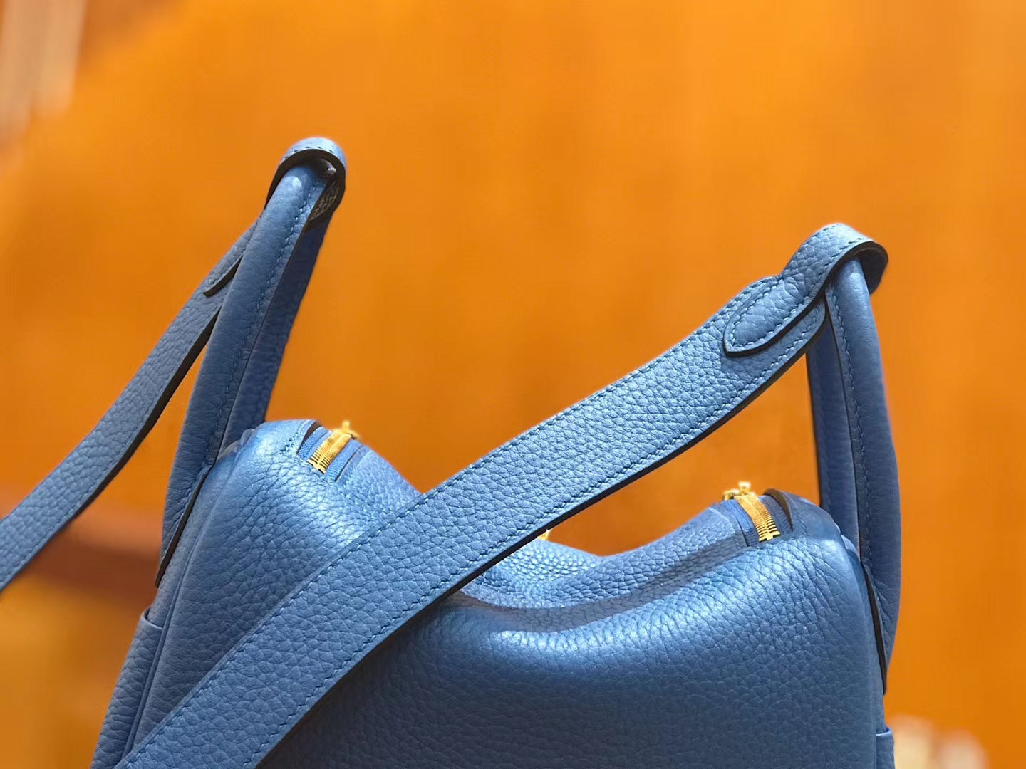 Hermès（爱马仕）Mini Lindy 18cm TC大牛皮 水妖蓝 原版蜜蜡线 顶级手缝工艺