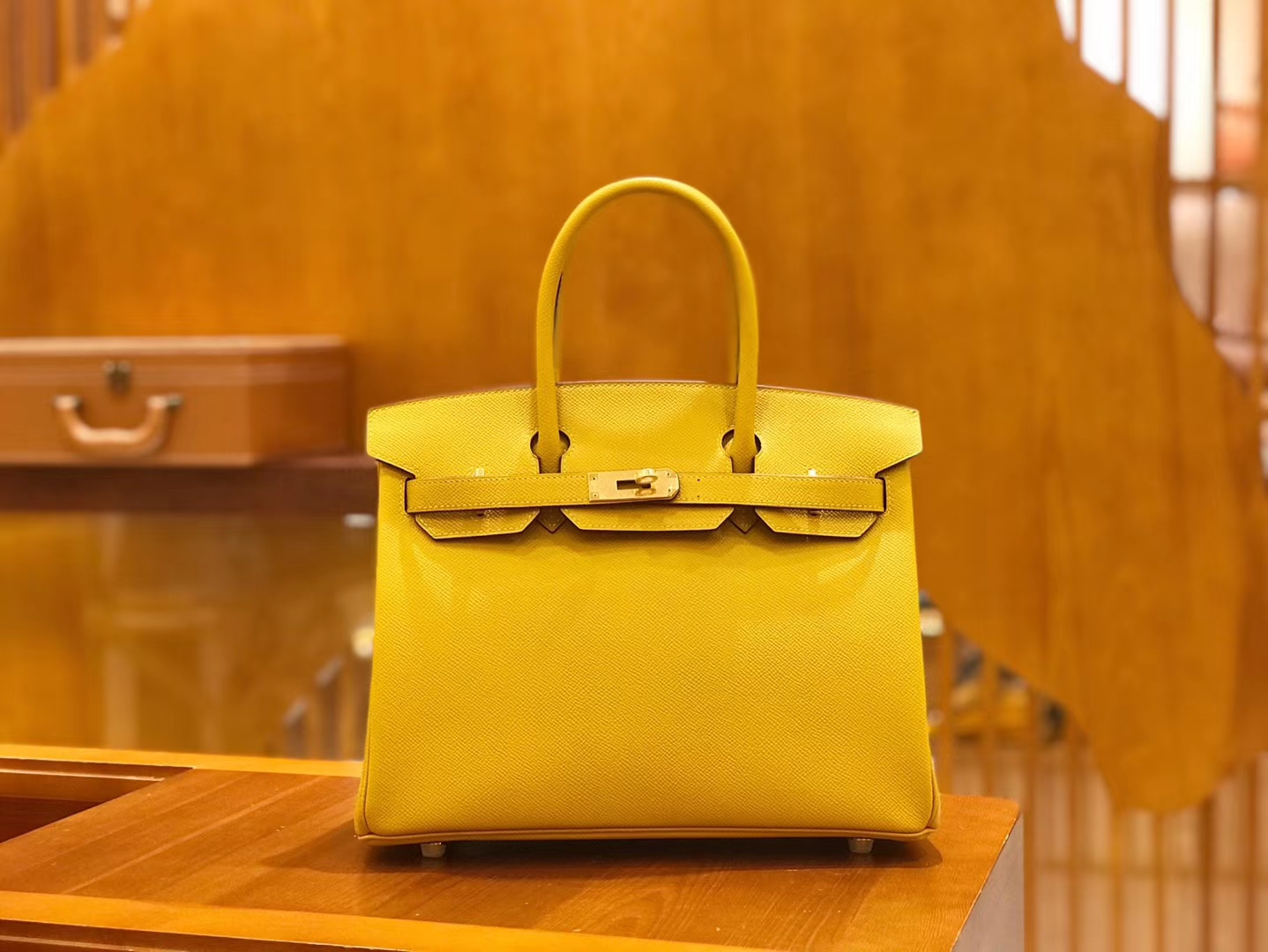 Hermès（爱马仕）Birkin 30cm 琥珀黄 Epsom掌纹小牛皮 金扣 原版蜜蜡线 顶级手工缝制
