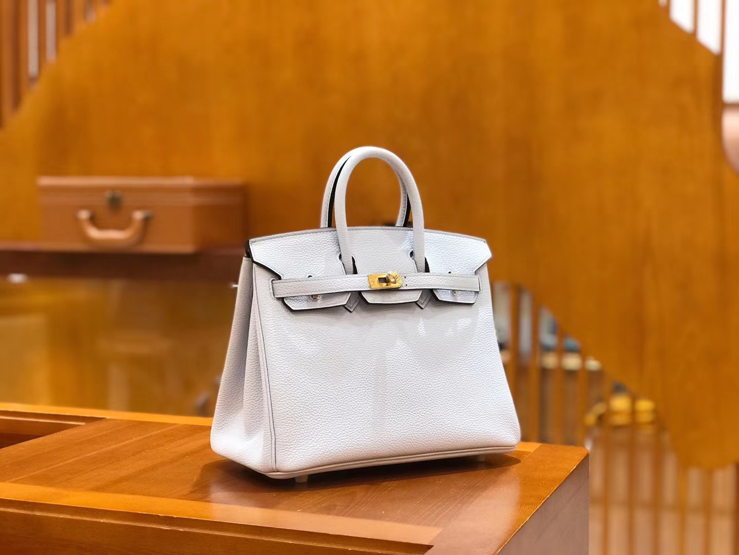 Hermès（爱马仕）Birkin 25cm 雾蓝 Togo小牛皮 金扣 原版蜜蜡线 顶级手工缝制