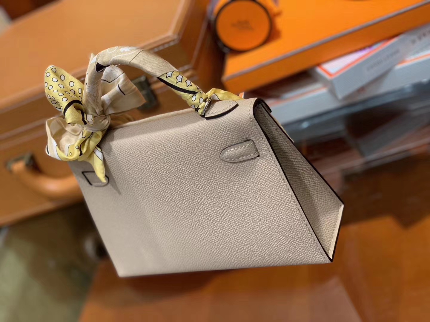 Hermès（爱马仕）Mini kelly 二代 斑鸠灰 Epsom 掌纹小牛皮 银扣 原版蜜蜡线 顶级手工缝制