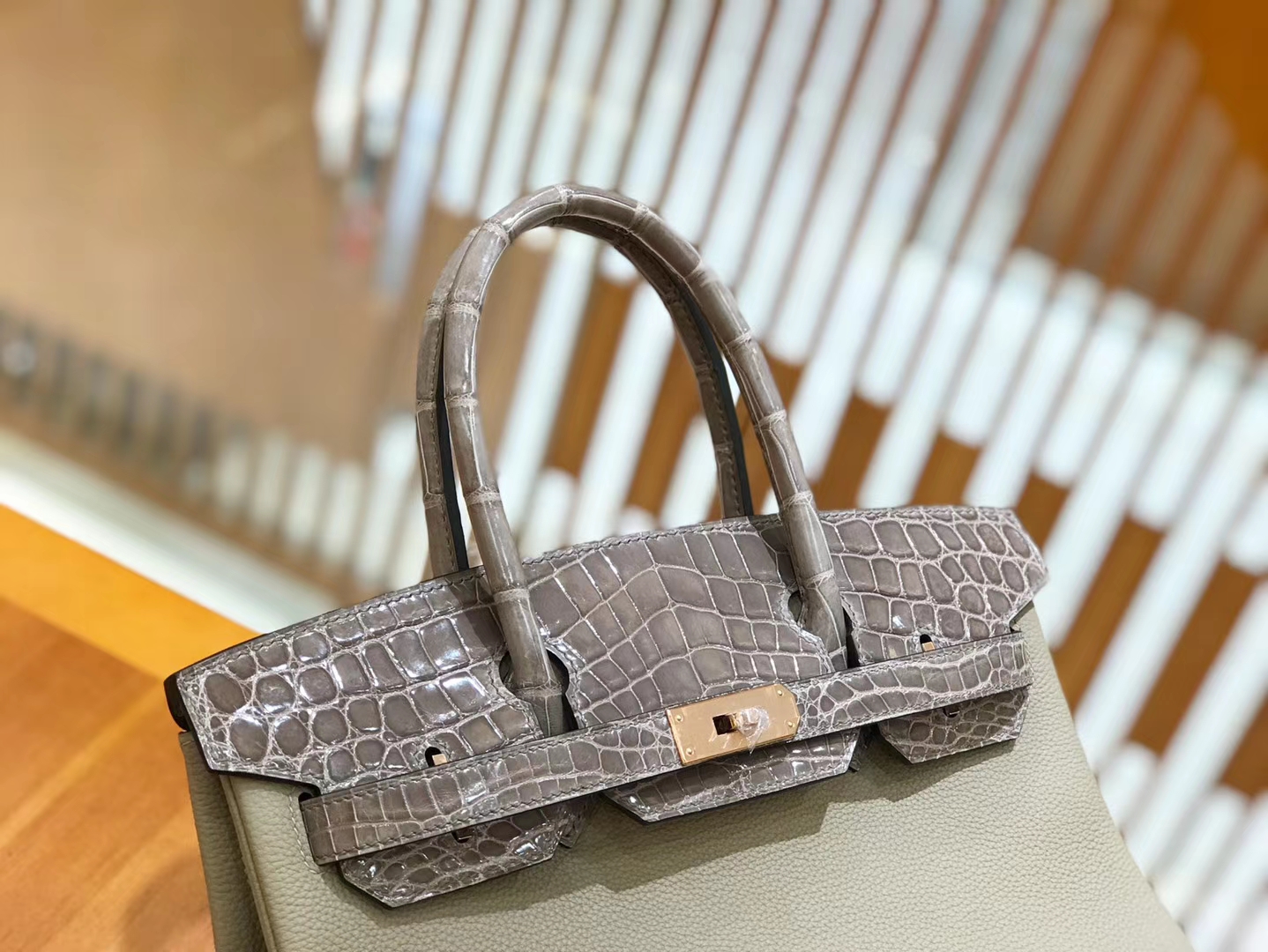Hermès（爱马仕）Birkin Touch 30cm 斑鸠灰 一级鳄鱼皮拼Togo牛皮 原版蜜蜡线 顶级手工