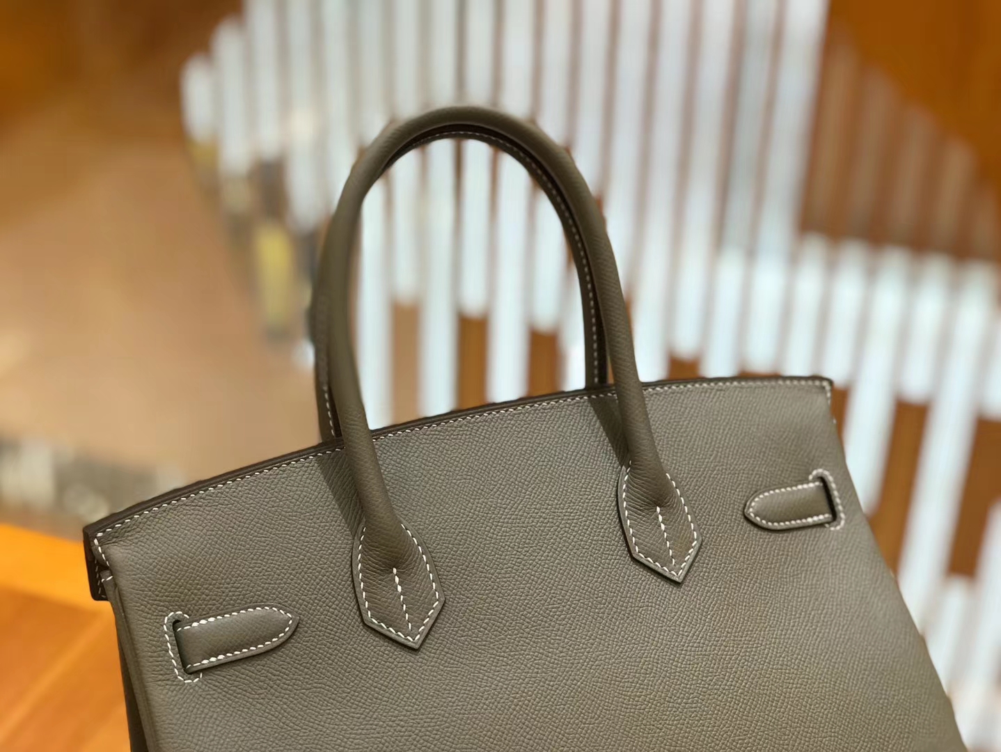 Hermès（爱马仕）Birkin 30cm 斑鸠灰 Epsom掌纹小牛皮 金扣 原版蜜蜡线 顶级手工缝制