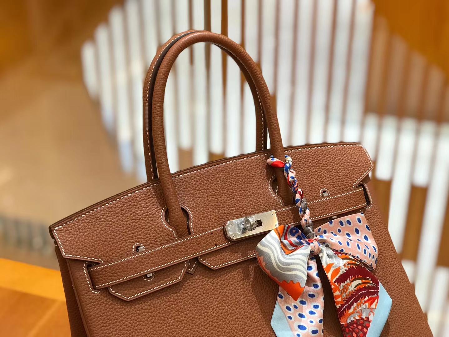 Hermès（爱马仕）Birkin 30cm 金棕色 Togo小牛皮 银扣 原版蜜蜡线 顶级手工缝制