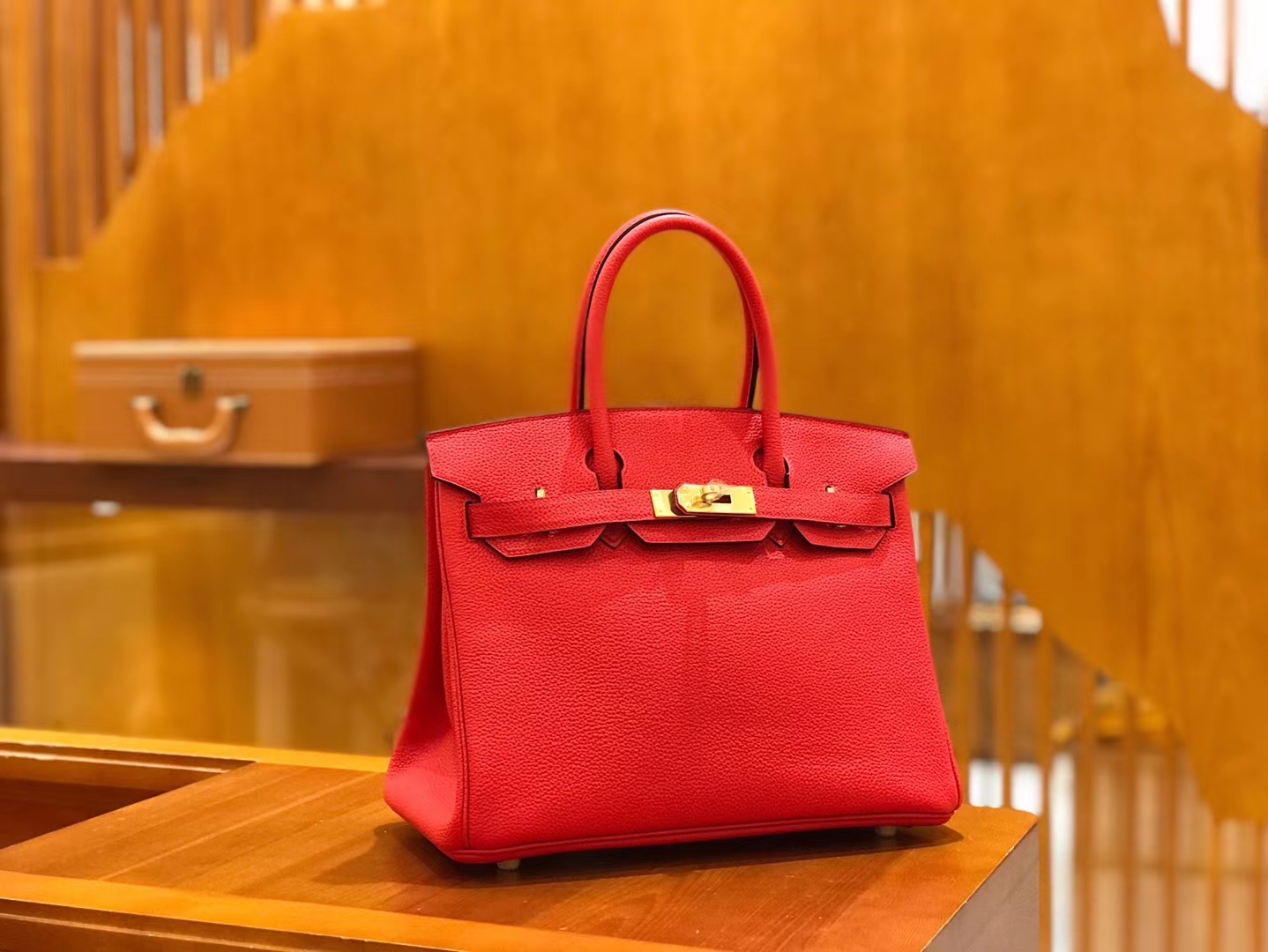 Hermès（爱马仕）Birkin 30cm 大红色 Togo小牛皮 金扣 原版蜜蜡线 顶级手工缝制