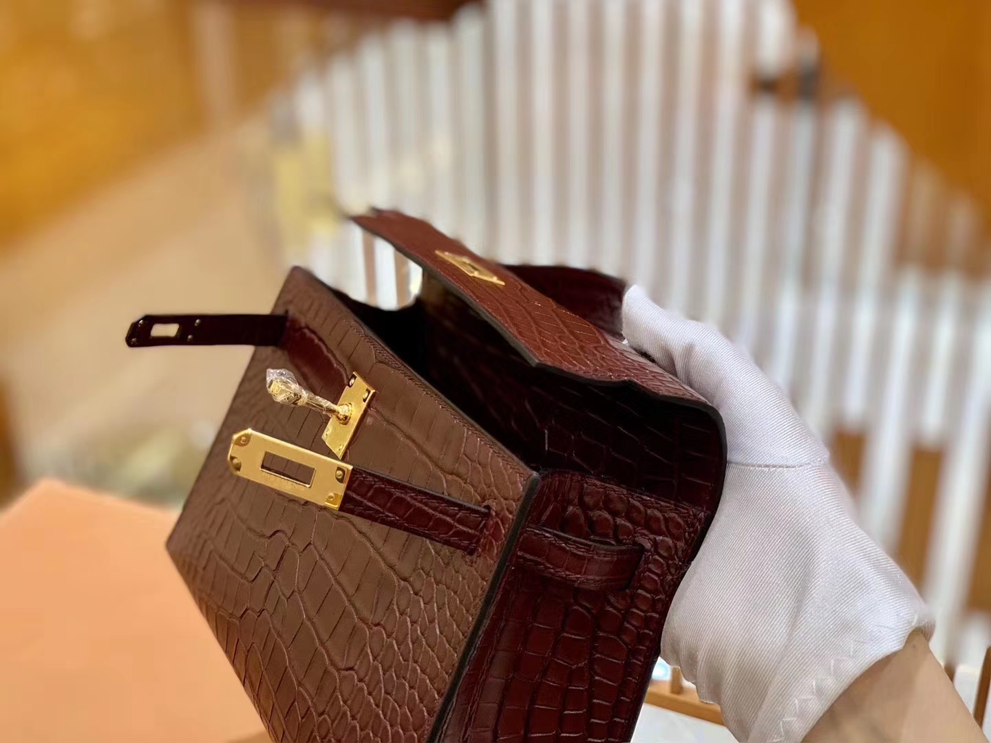 Hermès（爱马仕）Mini kelly 22cm 一级美洲鳄鳄 波尔多酒红 原版蜜蜡线 顶级手缝