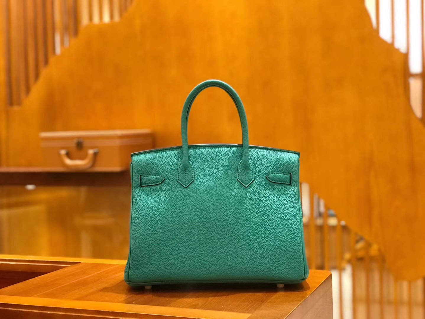 Hermès（爱马仕）Birkin 30cm 丝绒绿 Togo小牛皮 金扣 原版蜜蜡线 顶级手工缝制