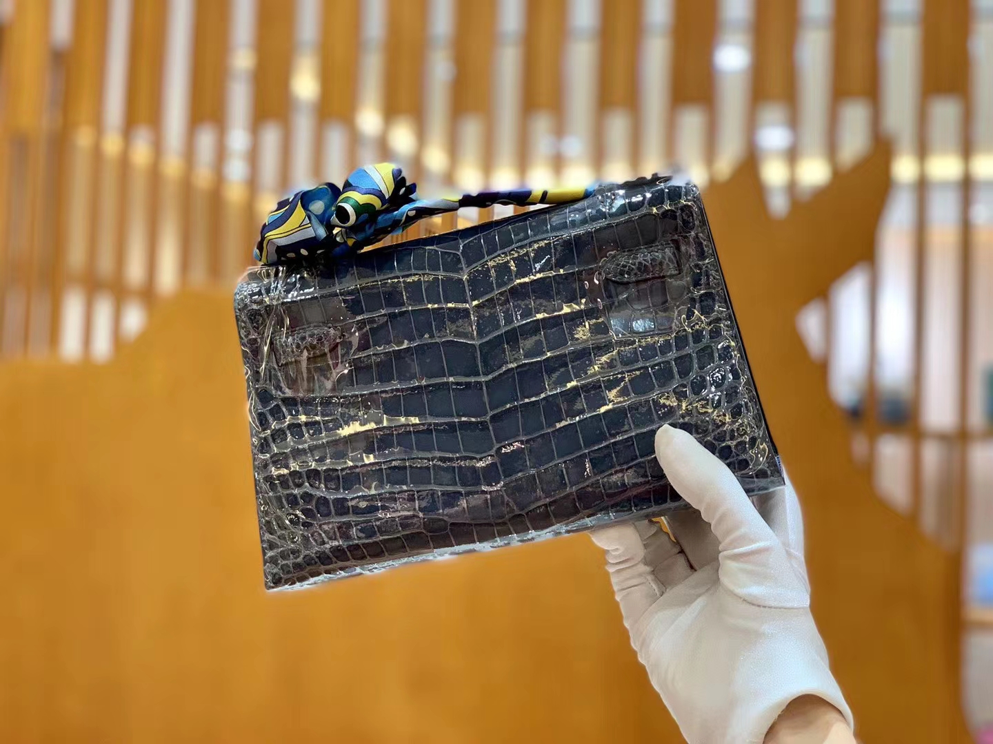 Hermès（爱马仕）Mini kelly 22cm 一级尼罗鳄 风暴蓝 金扣 原版蜜蜡线 顶级手缝