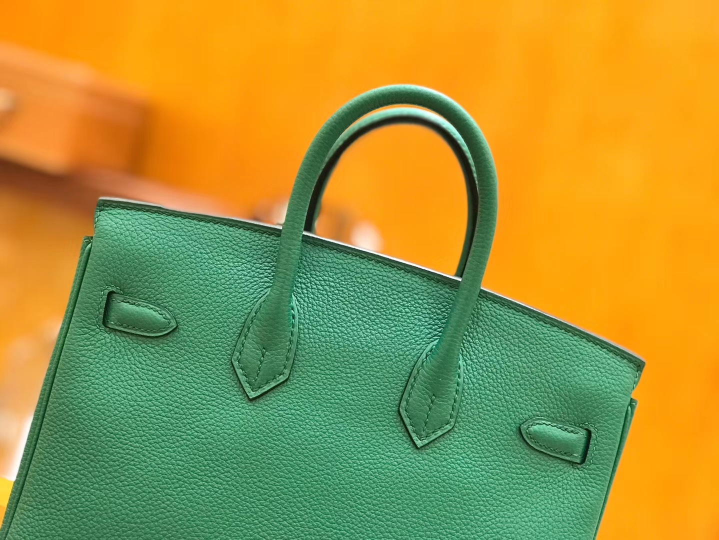 Hermès（爱马仕）Birkin 25cm 丝绒绿 Togo小牛皮 金扣 原版蜜蜡线 顶级手工缝制