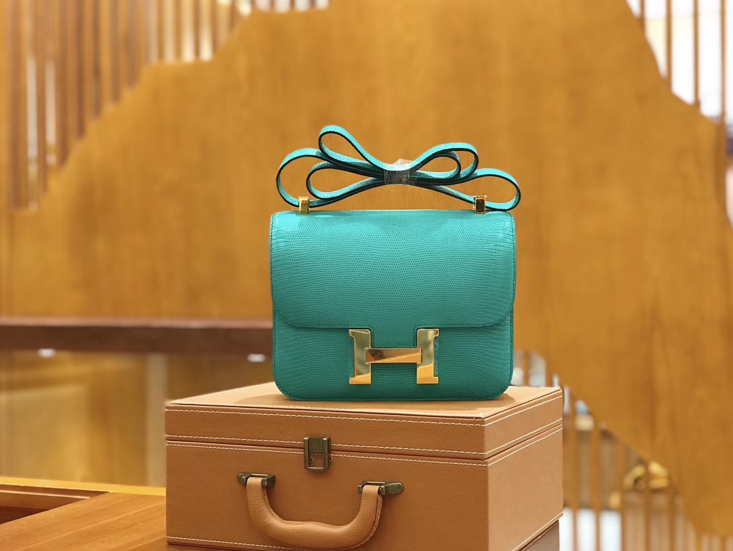 Hermès（爱马仕）Constance 维罗纳绿 南非野生蜥蜴皮 金扣 24cm 原版蜜蜡线 顶级手工