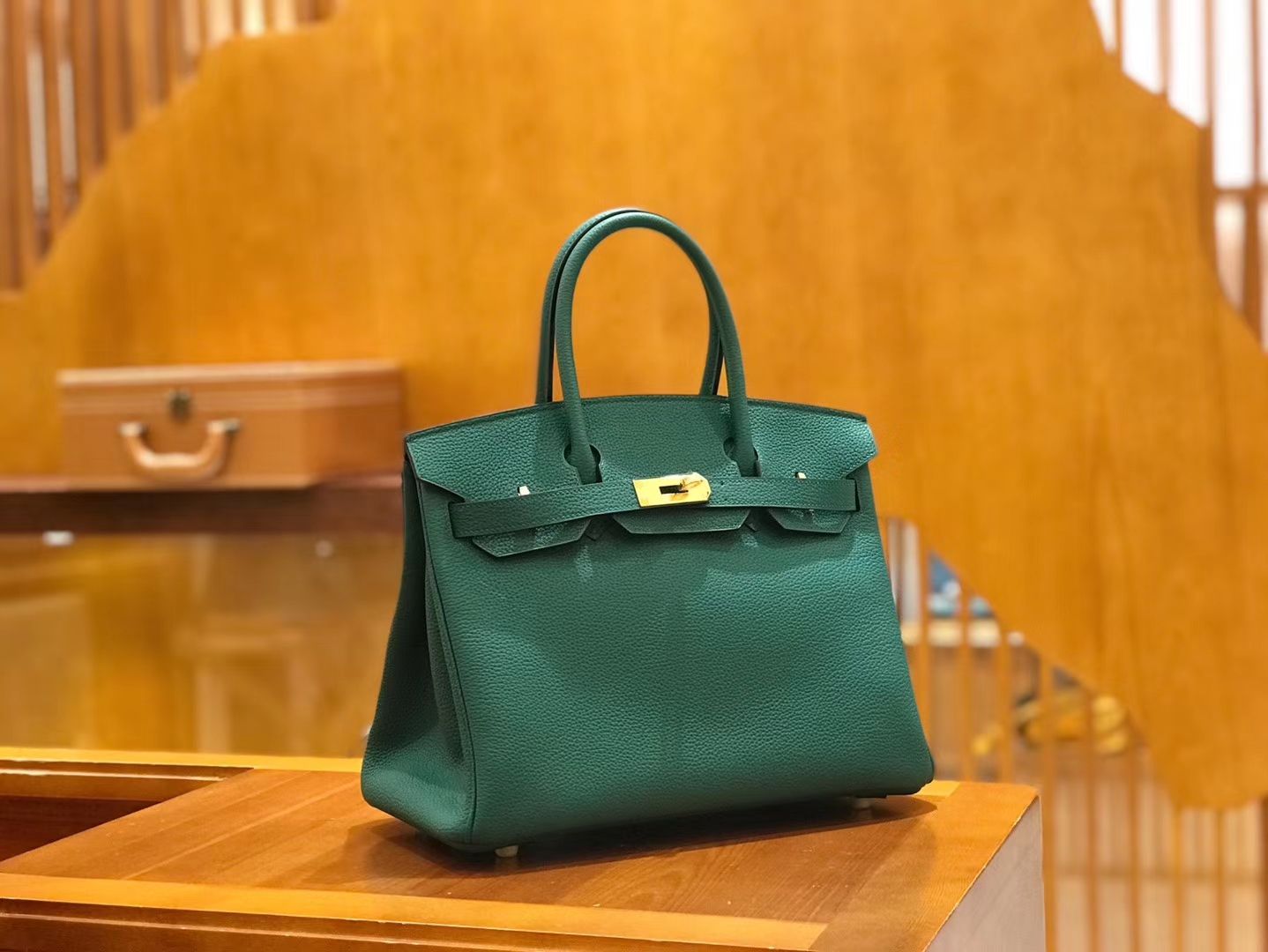 Hermès（爱马仕）Birkin 30cm 孔雀绿 森林绿 Togo小牛皮 金扣 原版蜜蜡线 顶级手工缝制
