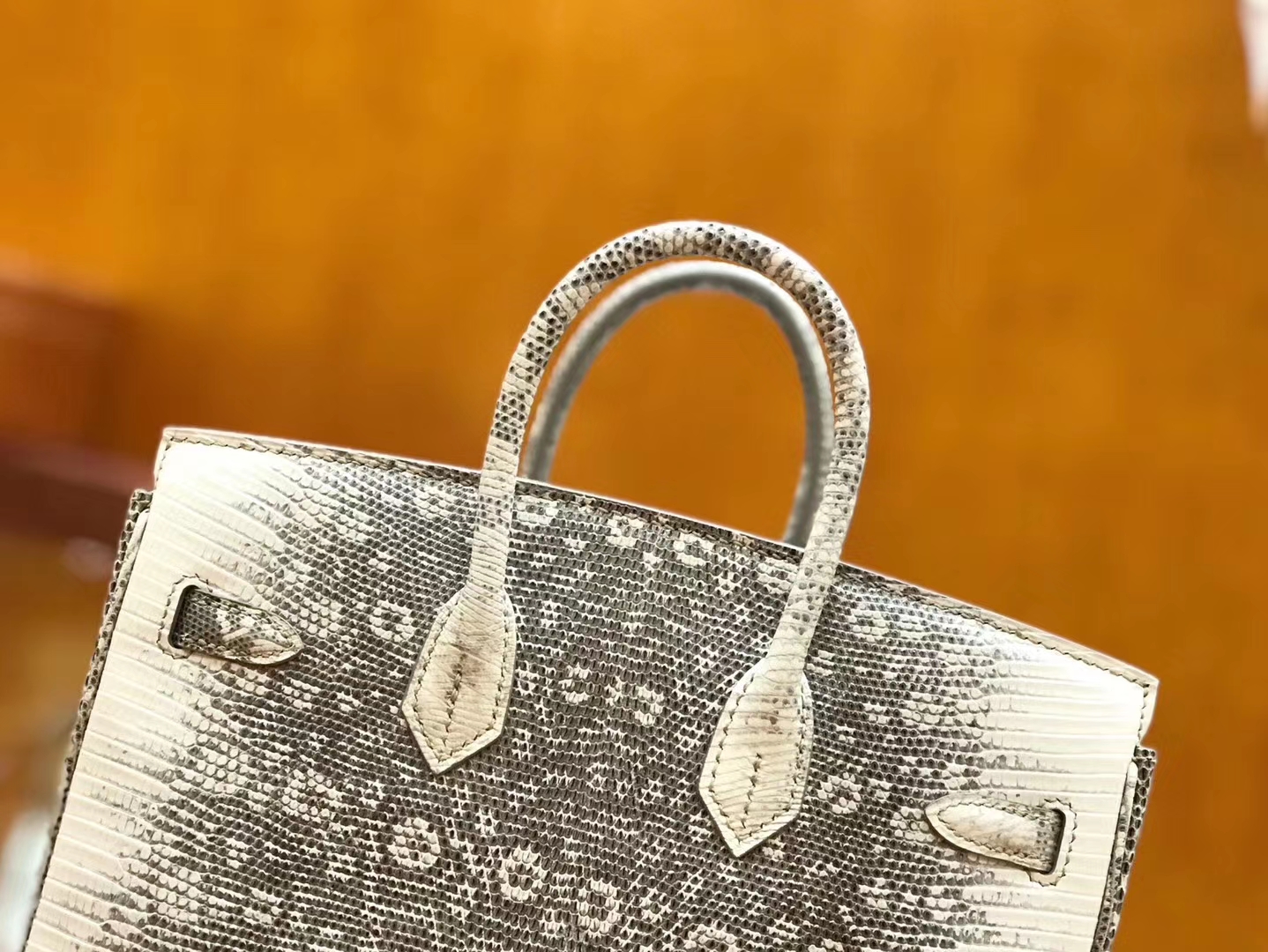 Hermès（爱马仕）Birkin 25cm 原色 南非野生蜥蜴皮 银扣 原版蜜蜡线 顶级手工
