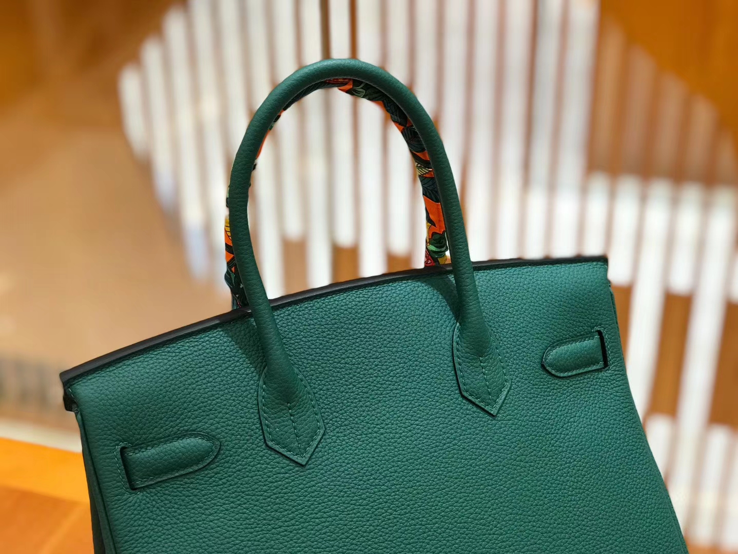 Hermès（爱马仕）Birkin 30cm 孔雀绿 Togo小牛皮 银扣 原版蜜蜡线 顶级手工缝制